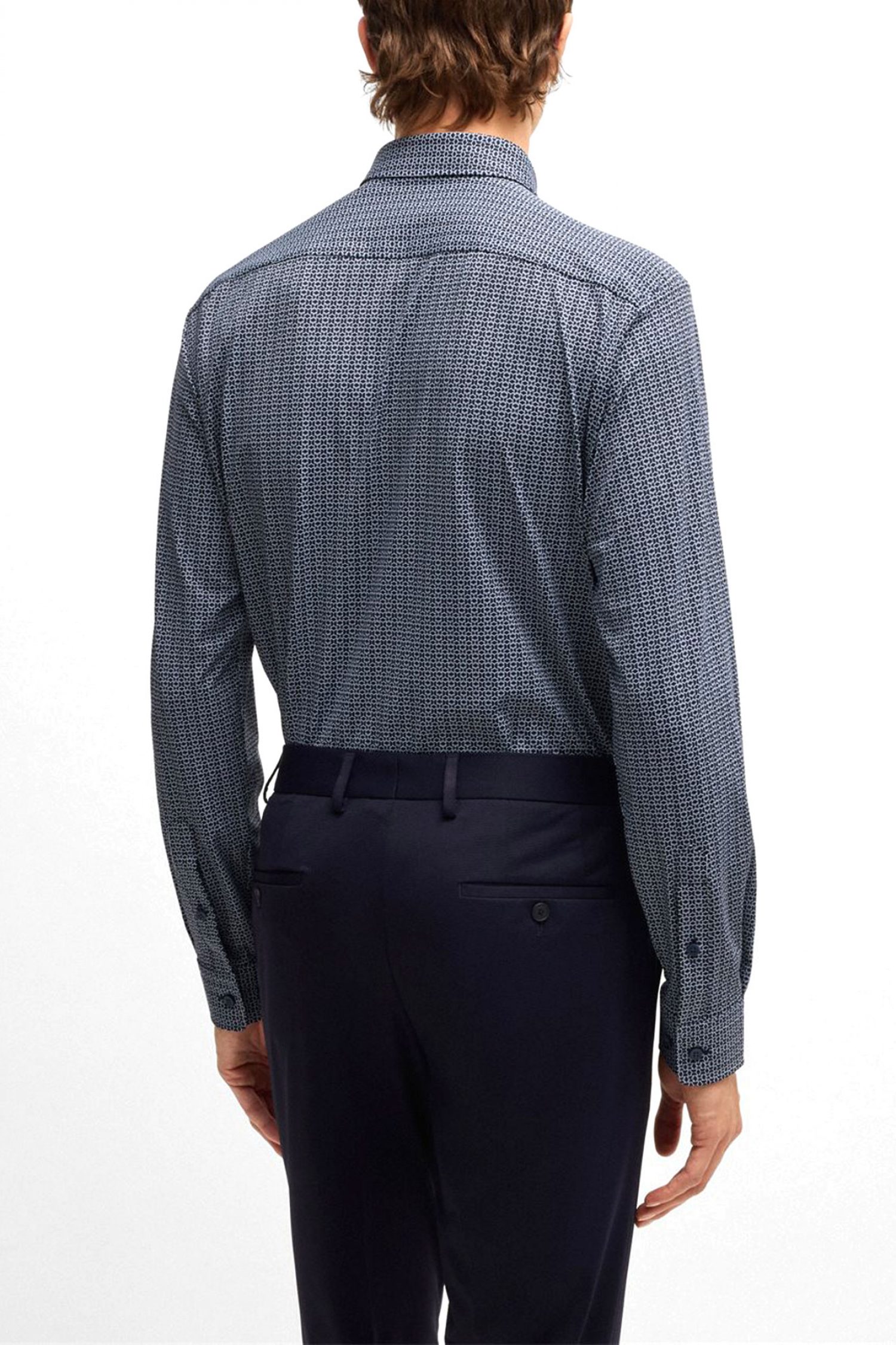 BOSS ΠΟΥΚΑΜΙΣΟ SLIM FIT P-ROAN-KENT-C1-233 ΣΚΟΥΡΟ ΜΠΛΕ