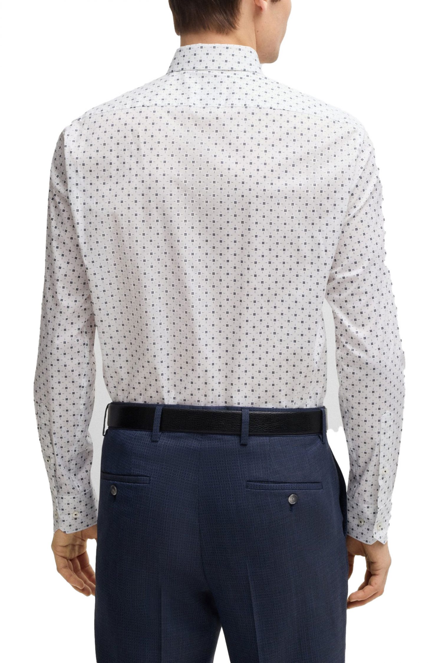 BOSS ΠΟΥΚΑΜΙΣΟ ΜΙΚΡΟΣΧΕΔΙΟ REGULAR FIT STRETCH H-JOE-KENT-C1-214 ΛΕΥΚΟ φωτογραφία