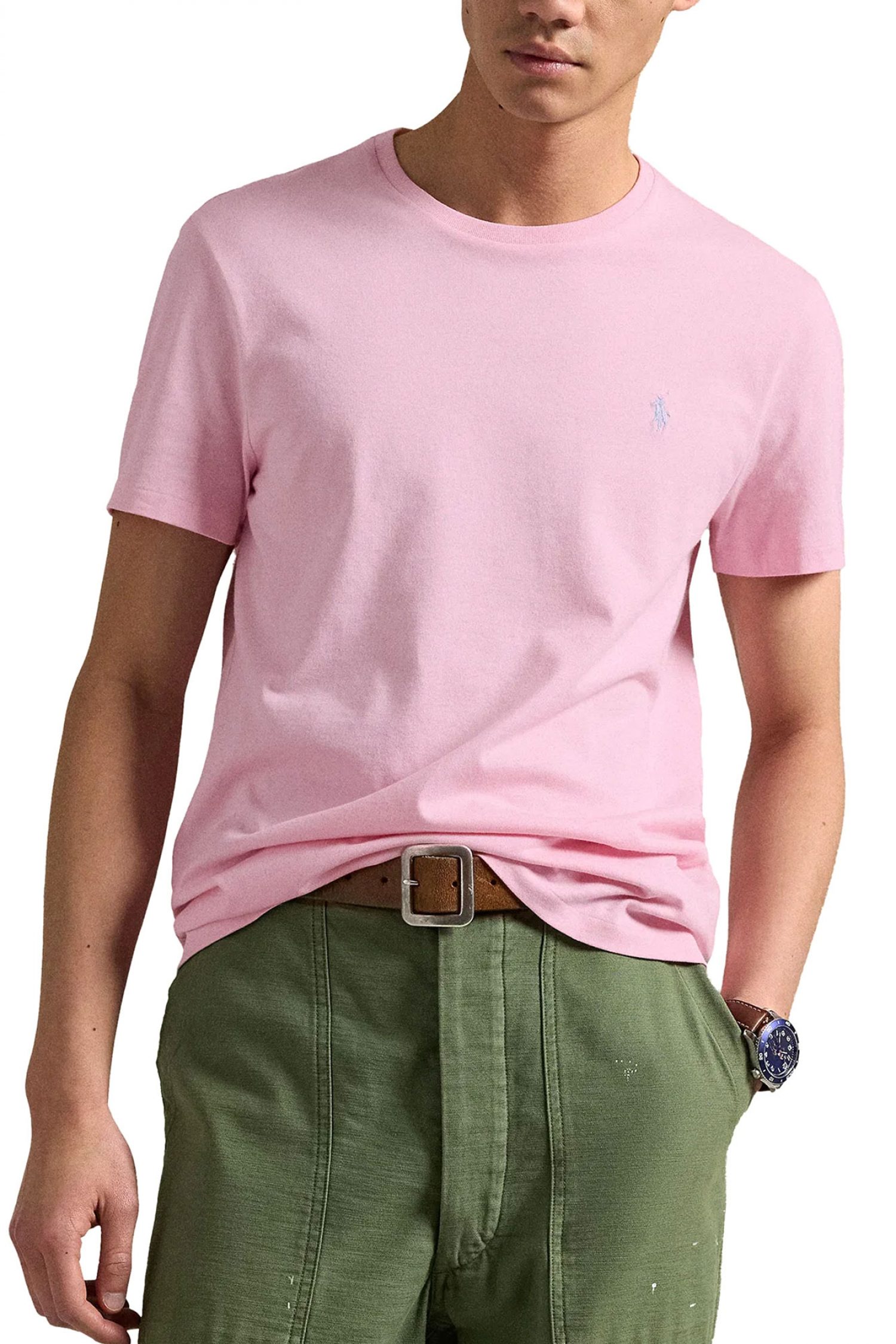 RALPH LAUREN T-SHIRT CUSTOM SLIM FIT LOGO ΡΟΖ φωτογραφία