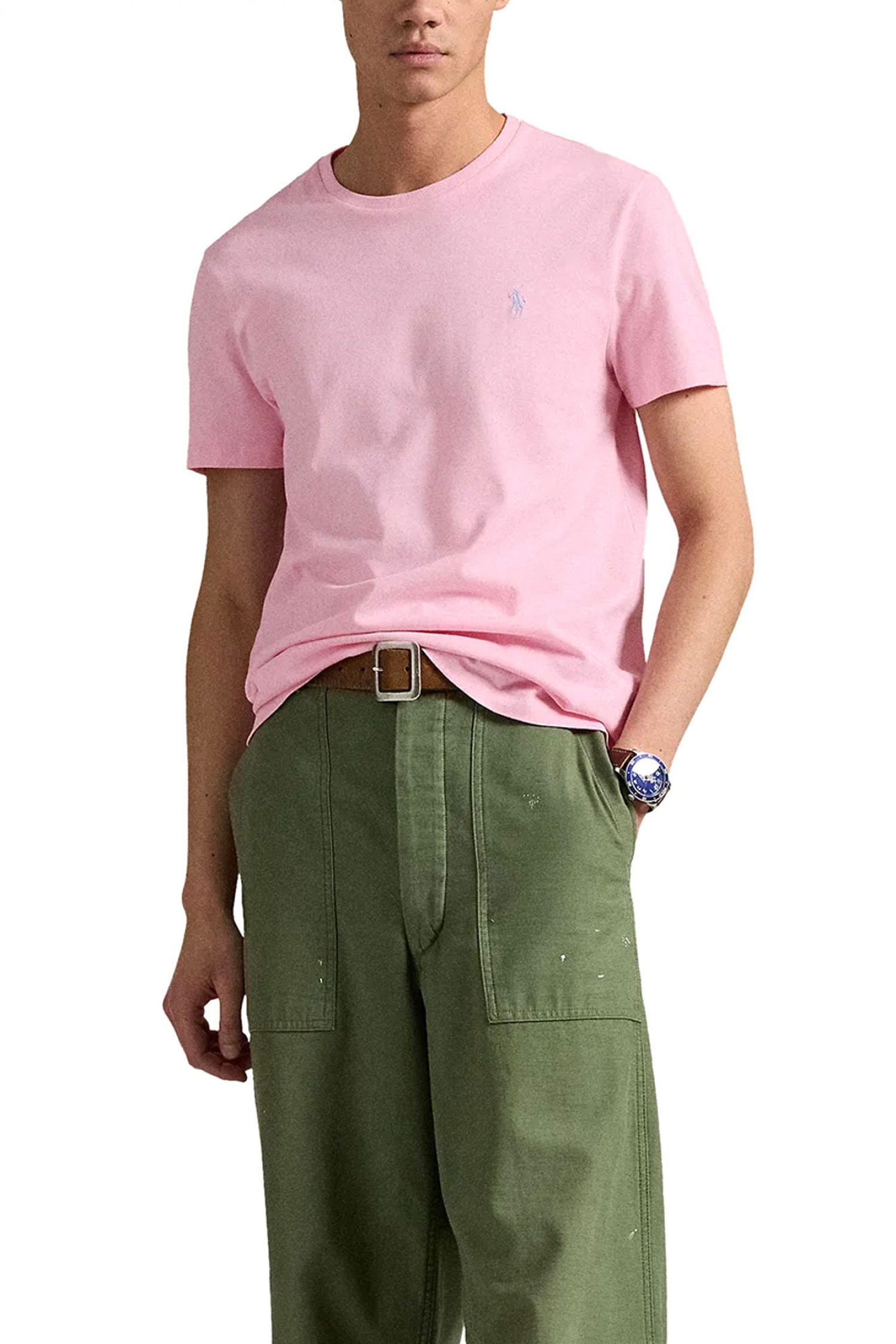 RALPH LAUREN T-SHIRT CUSTOM SLIM FIT LOGO ΡΟΖ φωτογραφία