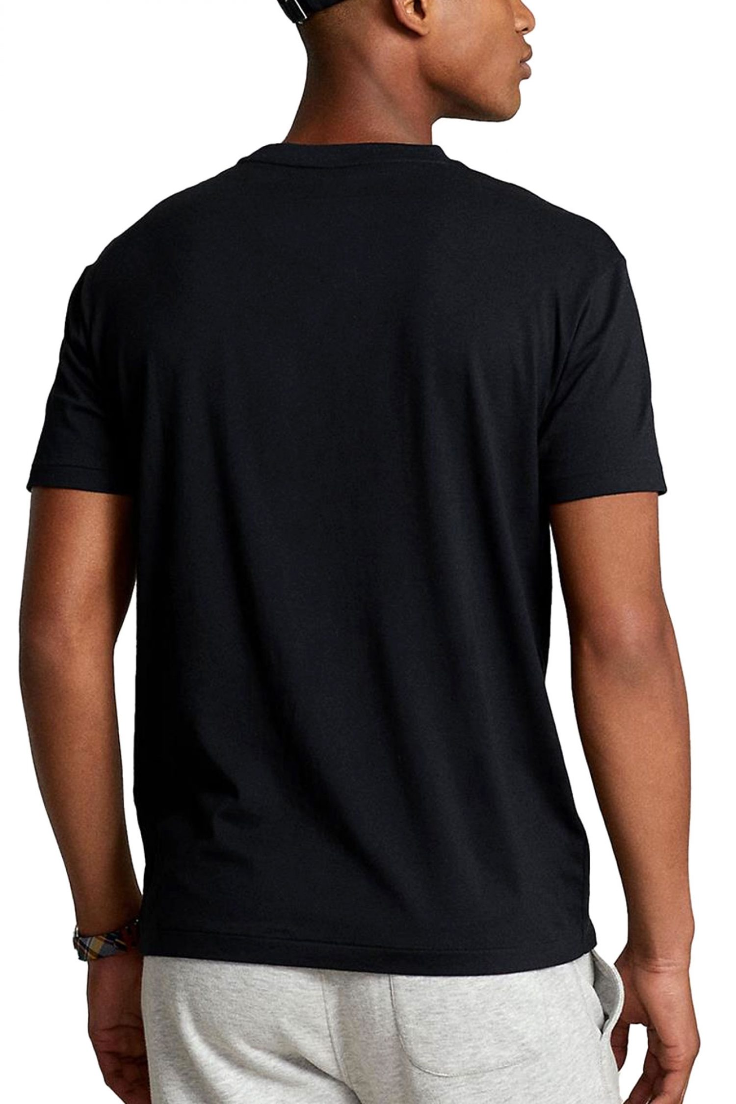 RALPH LAUREN T-SHIRT V NECK CLASSIC FIT LOGO ΜΑΥΡΟ