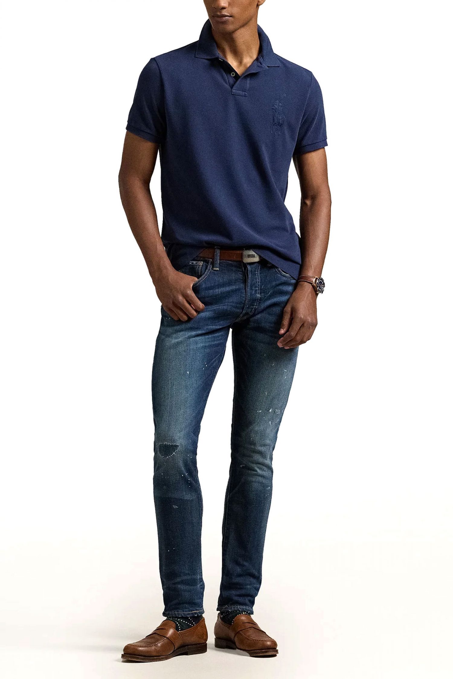 RALPH LAUREN POLO CUSTOM SLIM FIT BIG LOGO ΜΠΛΕ