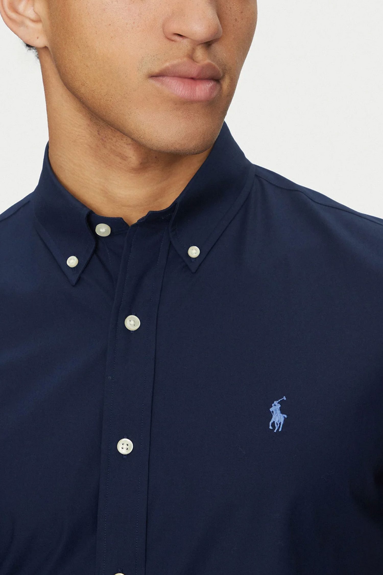 RALPH LAUREN ΠΟΥΚΑΜΙΣΟ BUTTON DOWN CUSTOM FIT SS ΜΠΛΕ φωτογραφία