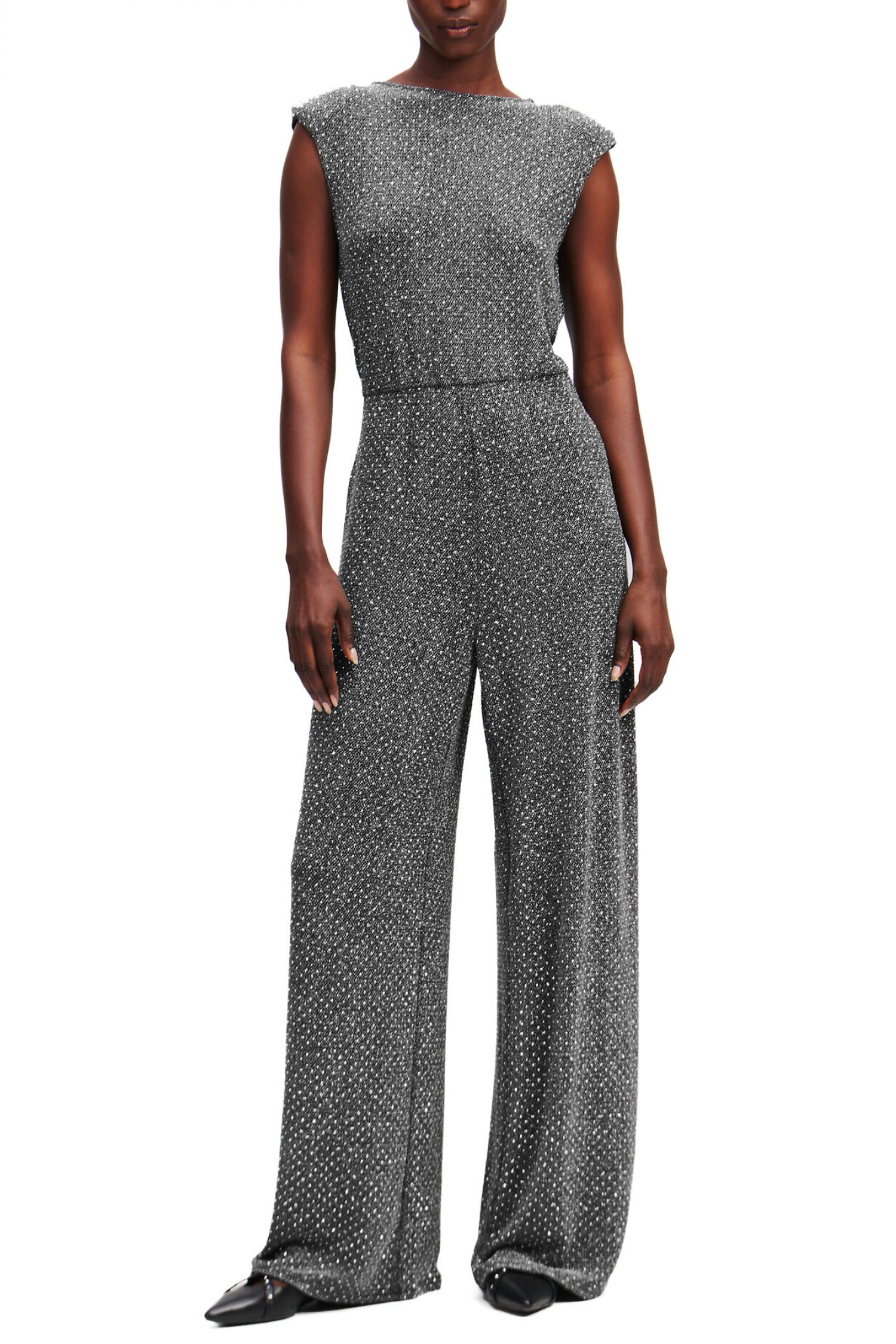 KARL LAGERFELD ΟΛΟΣΩΜΗ ΦΟΡΜΑ RHINESTONE JERSEY ΣΤΡΑΣ LOGO ΜΑΥΡΟ