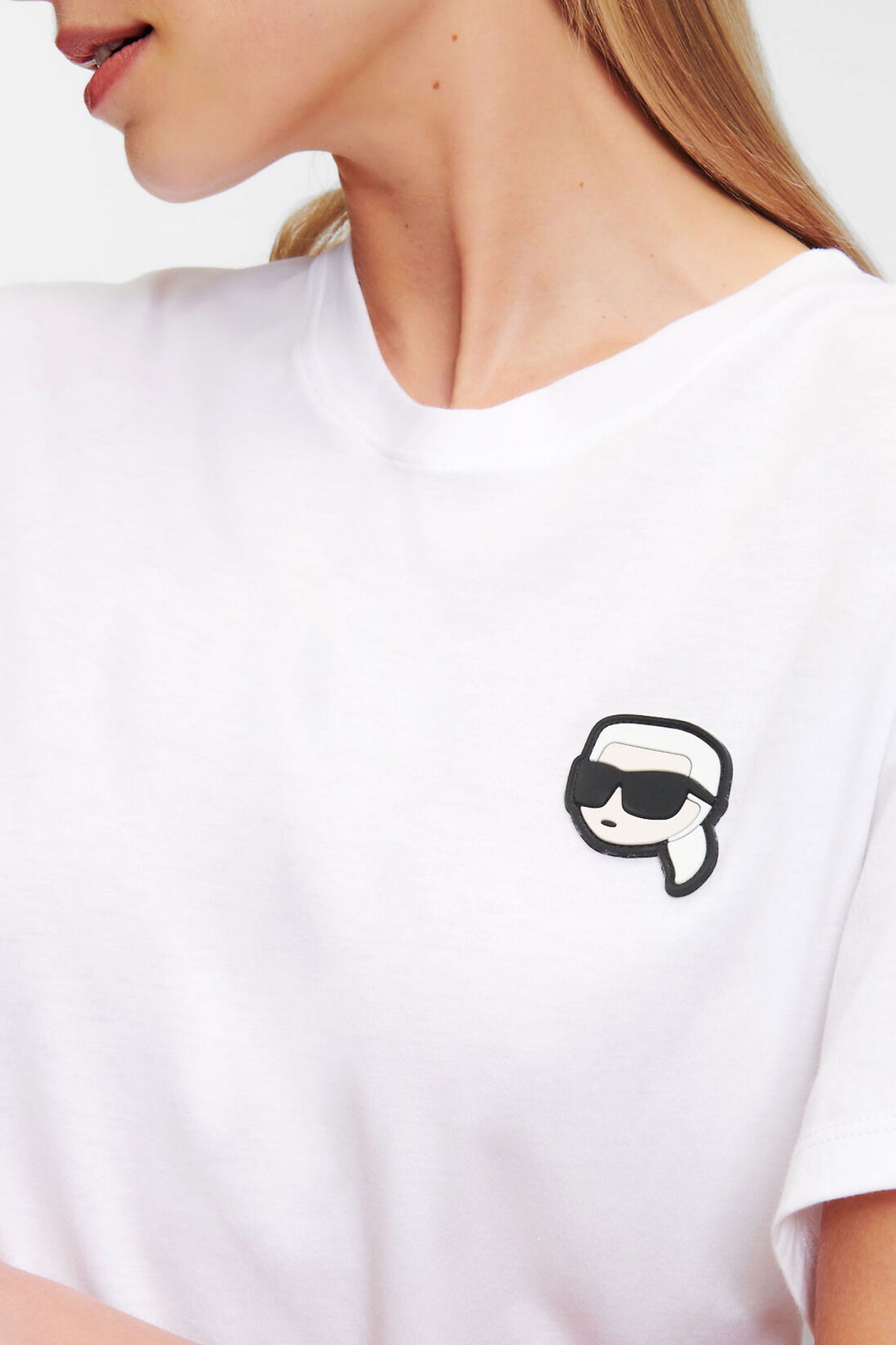 KARL LAGERFELD T-SHIRT IKON PATCH LOGO ΛΕΥΚΟ φωτογραφία