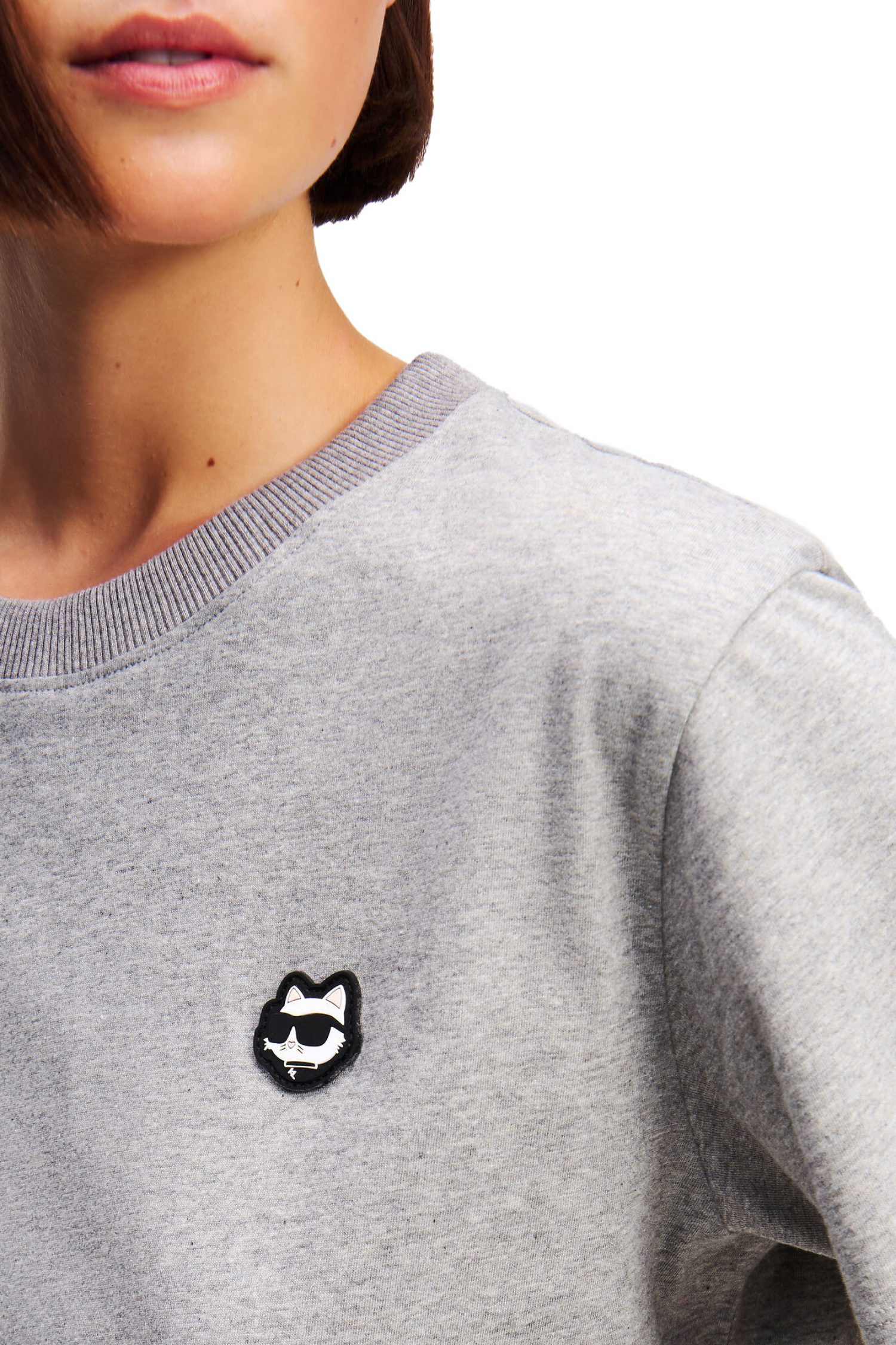 KARL LAGERFELD T-SHIRT IKON PATCH LOGO ΓΚΡΙ φωτογραφία