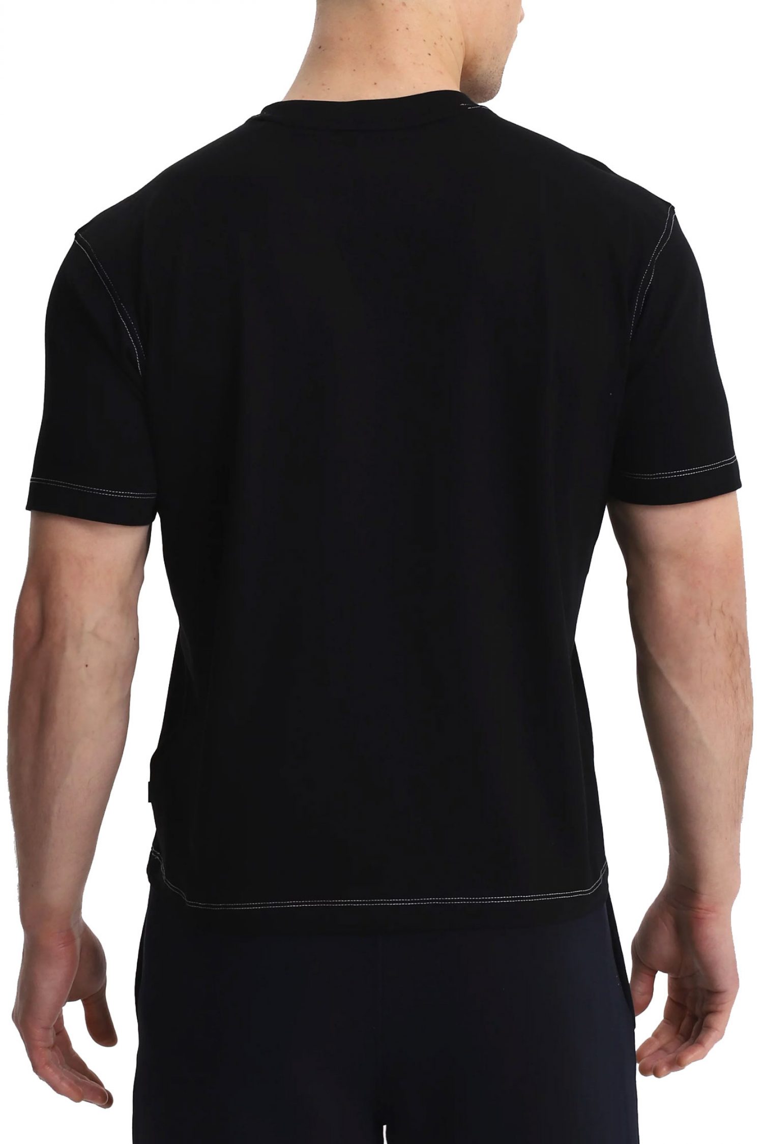 GUESS JEANS T-SHIRT CREWNECK OVERSIZED FIT LOGO ΜΑΥΡΟ