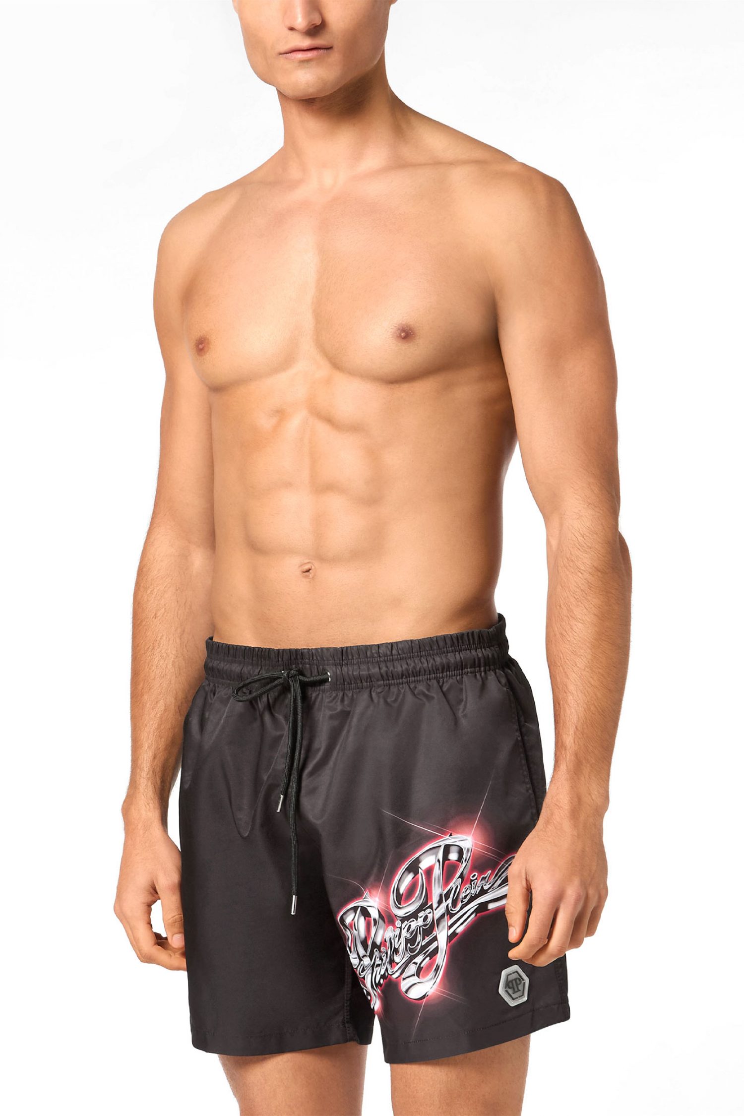 PHILIPP PLEIN ΜΑΓΙΩ BOXER ΤΣΕΠΕΣ LOGO ΜΑΥΡΟ-ΚΟΚΚΙΝΟ