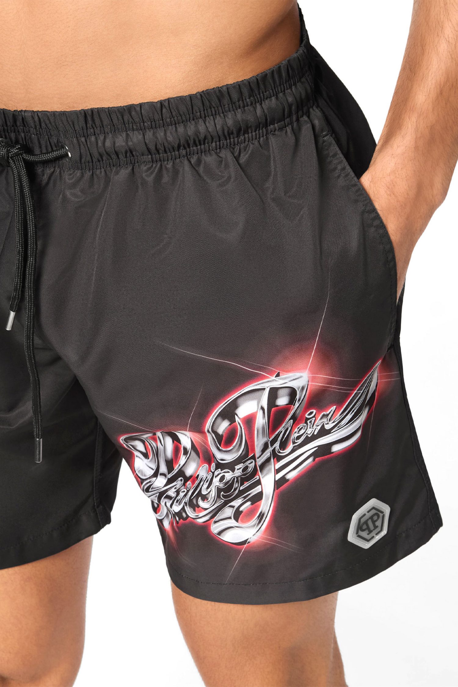 PHILIPP PLEIN ΜΑΓΙΩ BOXER ΤΣΕΠΕΣ LOGO ΜΑΥΡΟ-ΚΟΚΚΙΝΟ