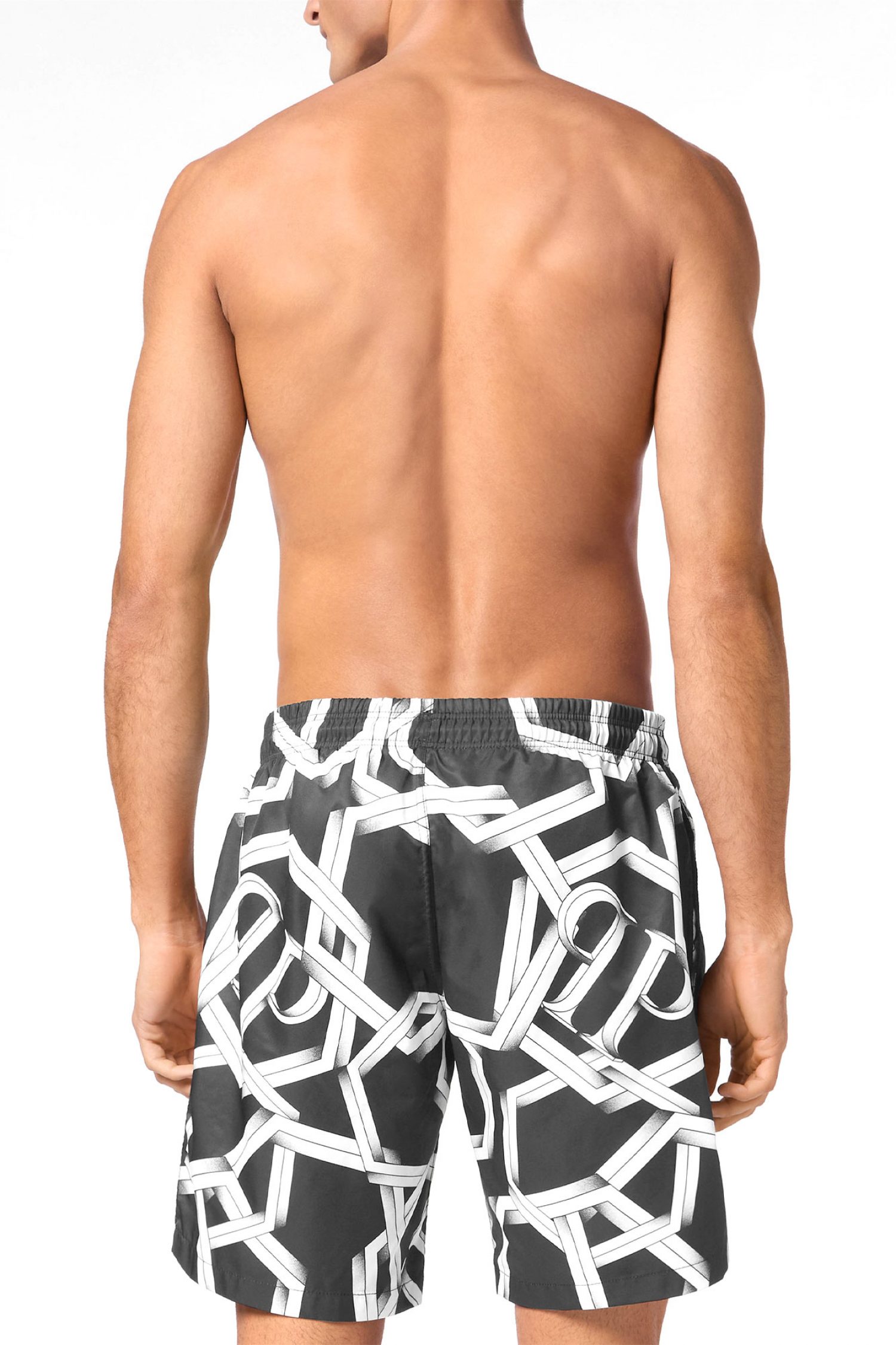 PHILIPP PLEIN ΜΑΓΙΩ BOXER ΜΑΚΡΥ ΤΣΕΠΕΣ ALL OVER PRINT ΜΑΥΡΟ-ΛΕΥΚΟ