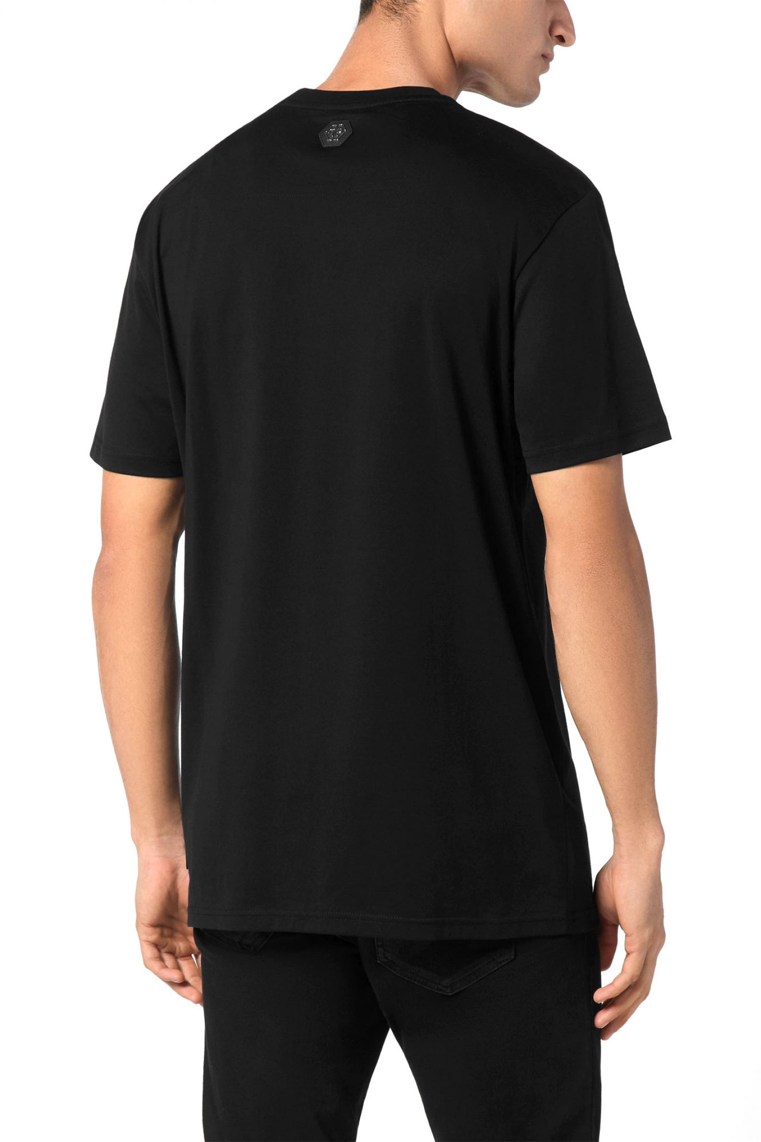 PHILIPP PLEIN T-SHIRT ROUND NECK SS STRASS CARS RACING LOGO ΜΑΥΡΟ