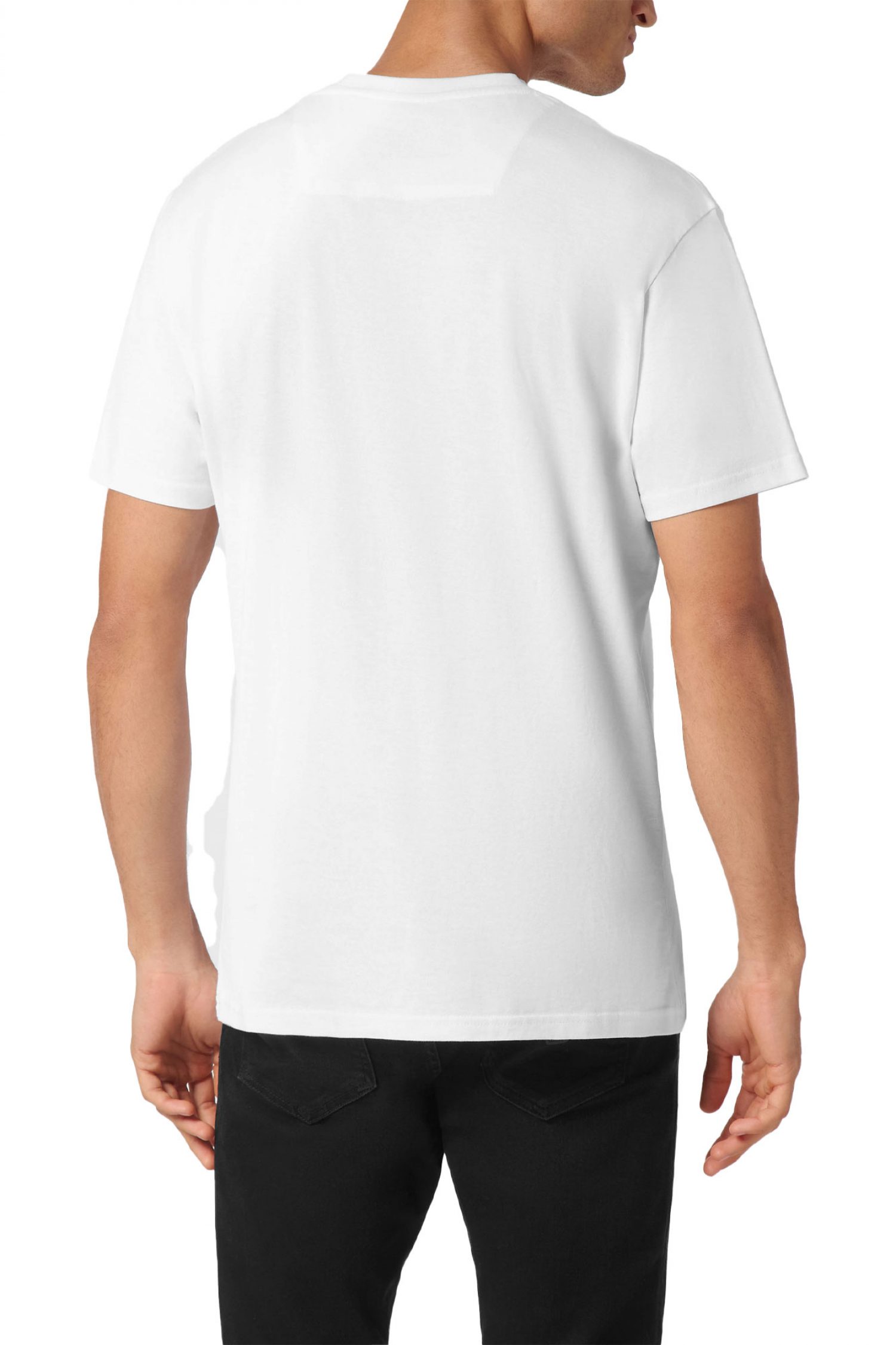 PHILIPP PLEIN T-SHIRT ROUND NECK SS CARS RACING LOGO ΛΕΥΚΟ