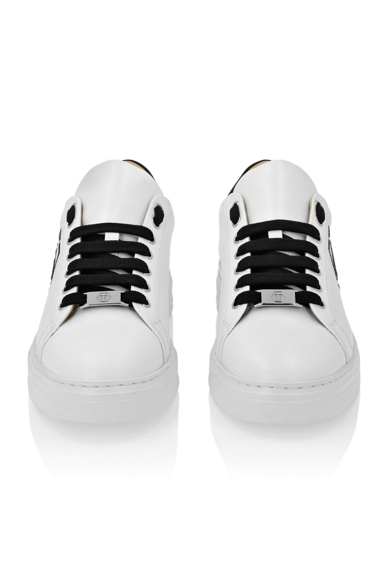 PHILIPP PLEIN ΠΑΠΟΥΤΣΙΑ SNEAKERS NAPPA LEATHER LO-TOP HEXAGON LOGO ΛΕΥΚΟ