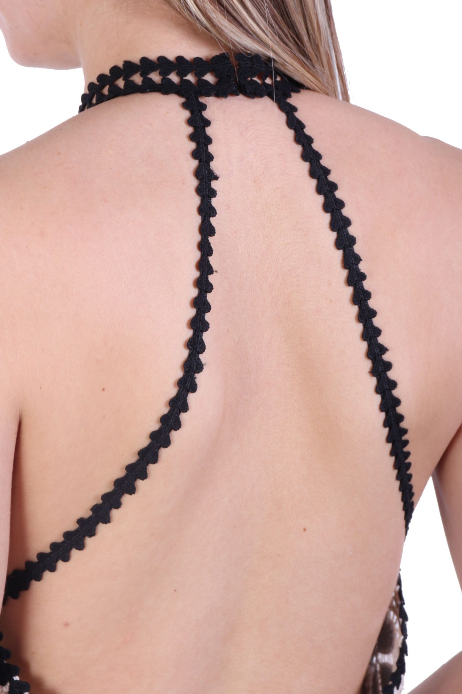 TWINS FANTASY ΦΟΡΕΜΑ MIDI ΔΑΝΤΕΛΑ ΜΑΥΡΟ-ΜΠΕΖ