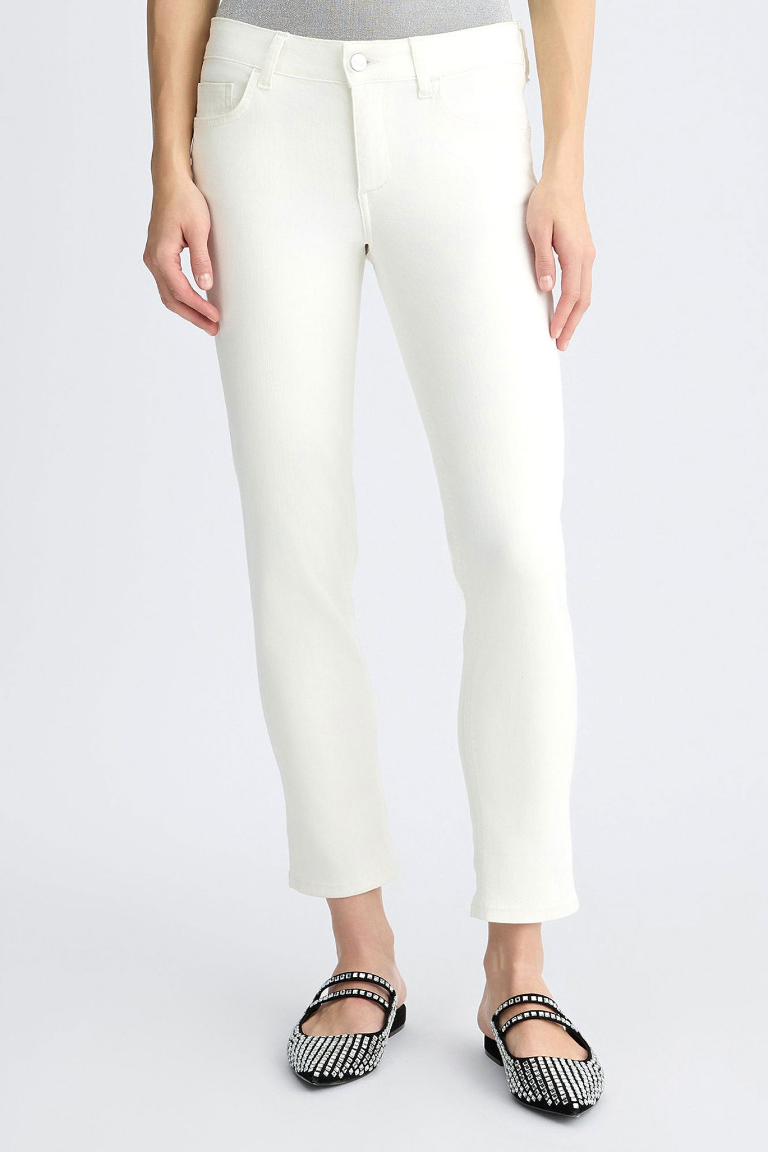 LIU-JO ΠΑΝΤΕΛΟΝΙ JEANS SKINNY MONROE ΡΕΒΕΡ ΣΤΡΑΣ LOGO ΛΕΥΚΟ