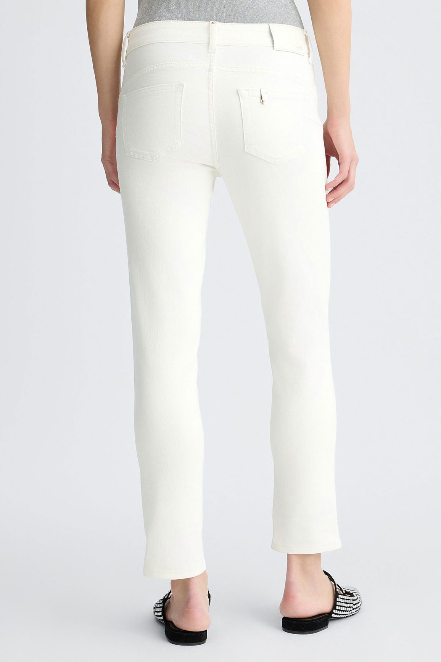 LIU-JO ΠΑΝΤΕΛΟΝΙ JEANS SKINNY MONROE ΡΕΒΕΡ ΣΤΡΑΣ LOGO ΛΕΥΚΟ