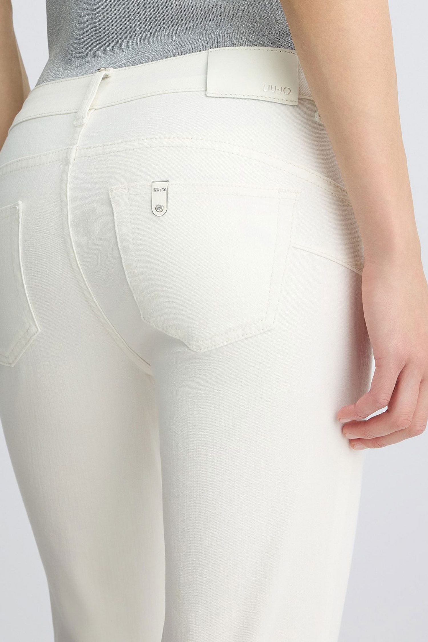 LIU-JO ΠΑΝΤΕΛΟΝΙ JEANS SKINNY MONROE ΡΕΒΕΡ ΣΤΡΑΣ LOGO ΛΕΥΚΟ