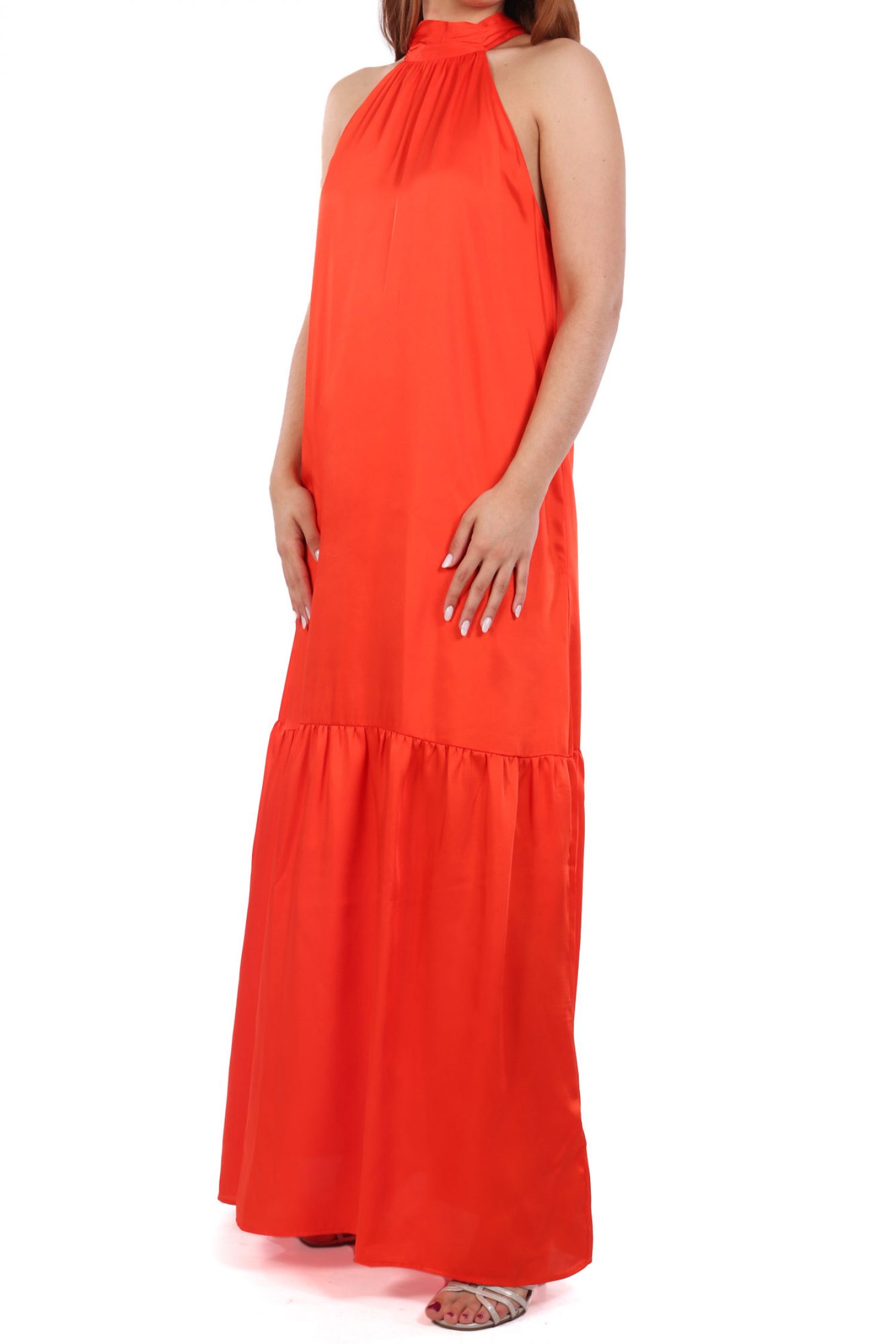 LIU-JO ΦΟΡΕΜΑ ΣΑΤΕΝ ABITO MAXI ΒΟΛΑΝ ΚΟΡΑΛΙ