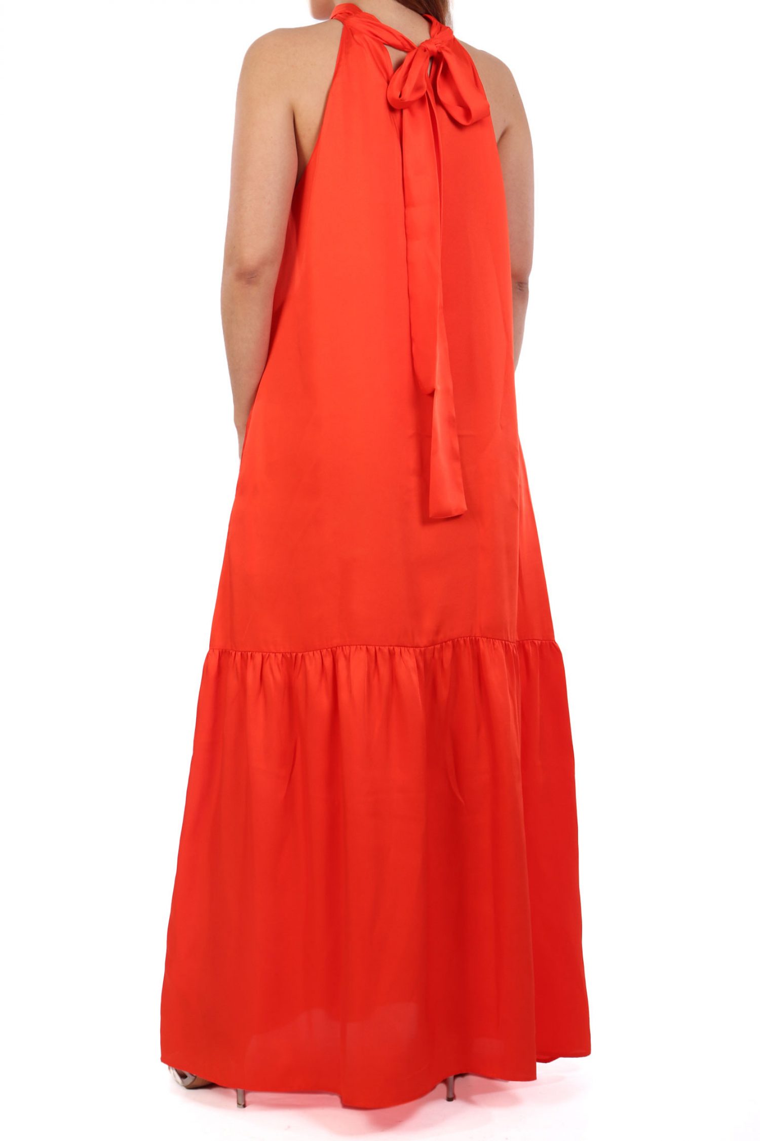 LIU-JO ΦΟΡΕΜΑ ΣΑΤΕΝ ABITO MAXI ΒΟΛΑΝ ΚΟΡΑΛΙ