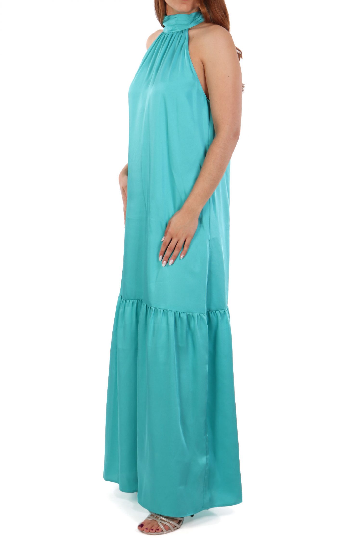 LIU-JO ΦΟΡΕΜΑ ΣΑΤΕΝ ABITO MAXI ΒΟΛΑΝ ΤΙΡΚΟΥΑΖ