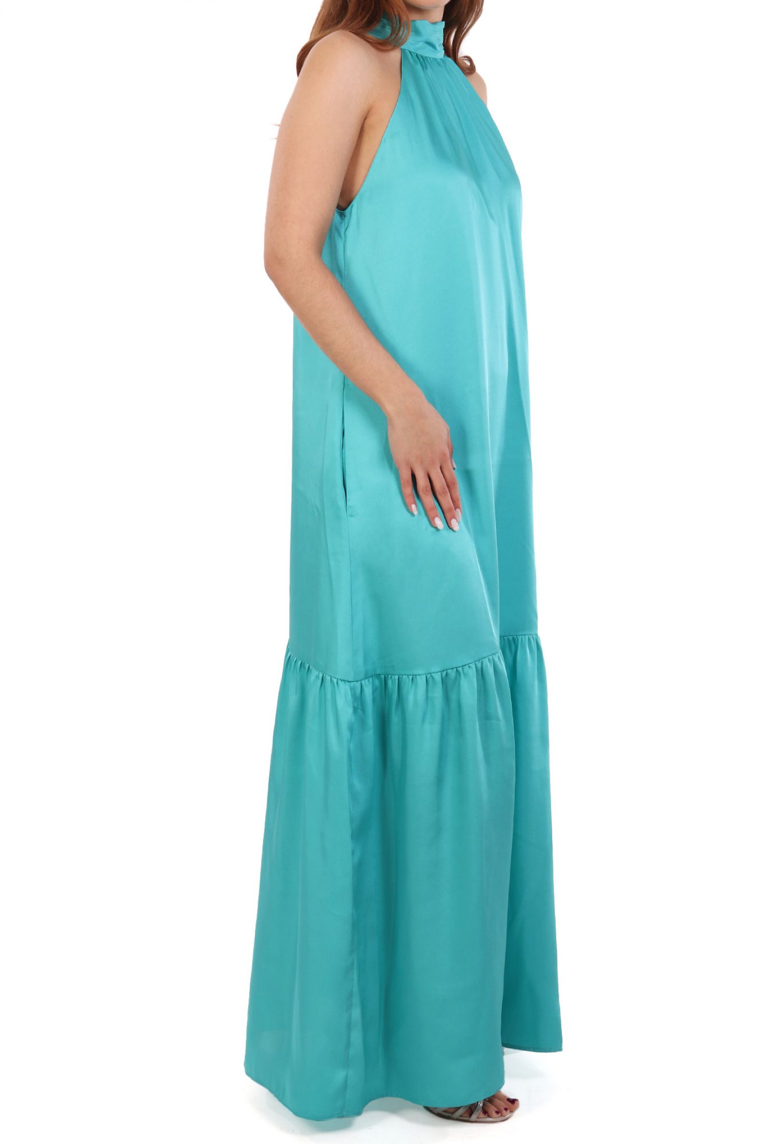 LIU-JO ΦΟΡΕΜΑ ΣΑΤΕΝ ABITO MAXI ΒΟΛΑΝ ΤΙΡΚΟΥΑΖ