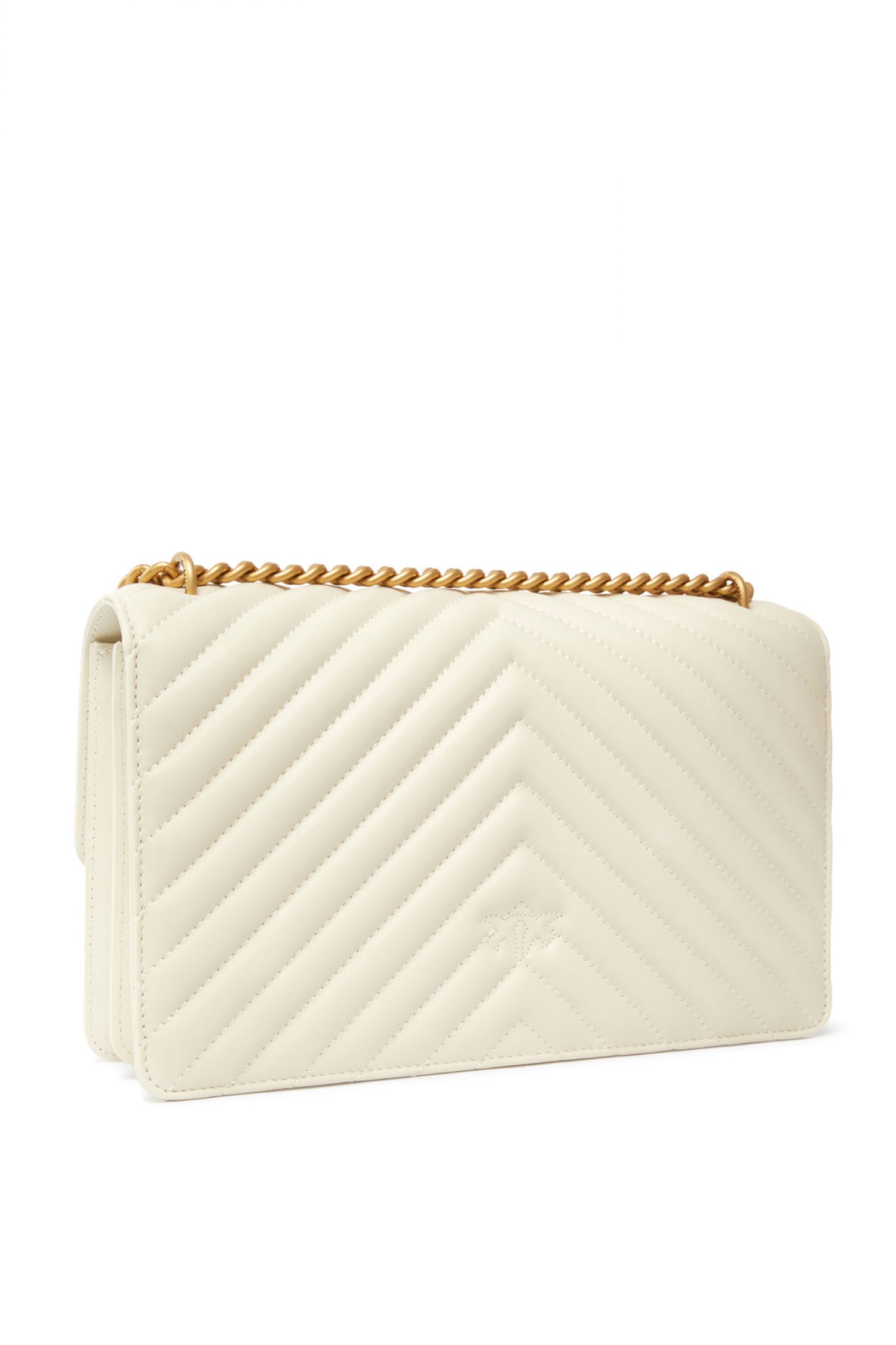PINKO ΤΣΑΝΤΑ LOVE ONE CLASSIC DC SHEEP NAPPA CHEVRON ΛΕΥΚΟ-ANTIQUE GOLD φωτογραφία
