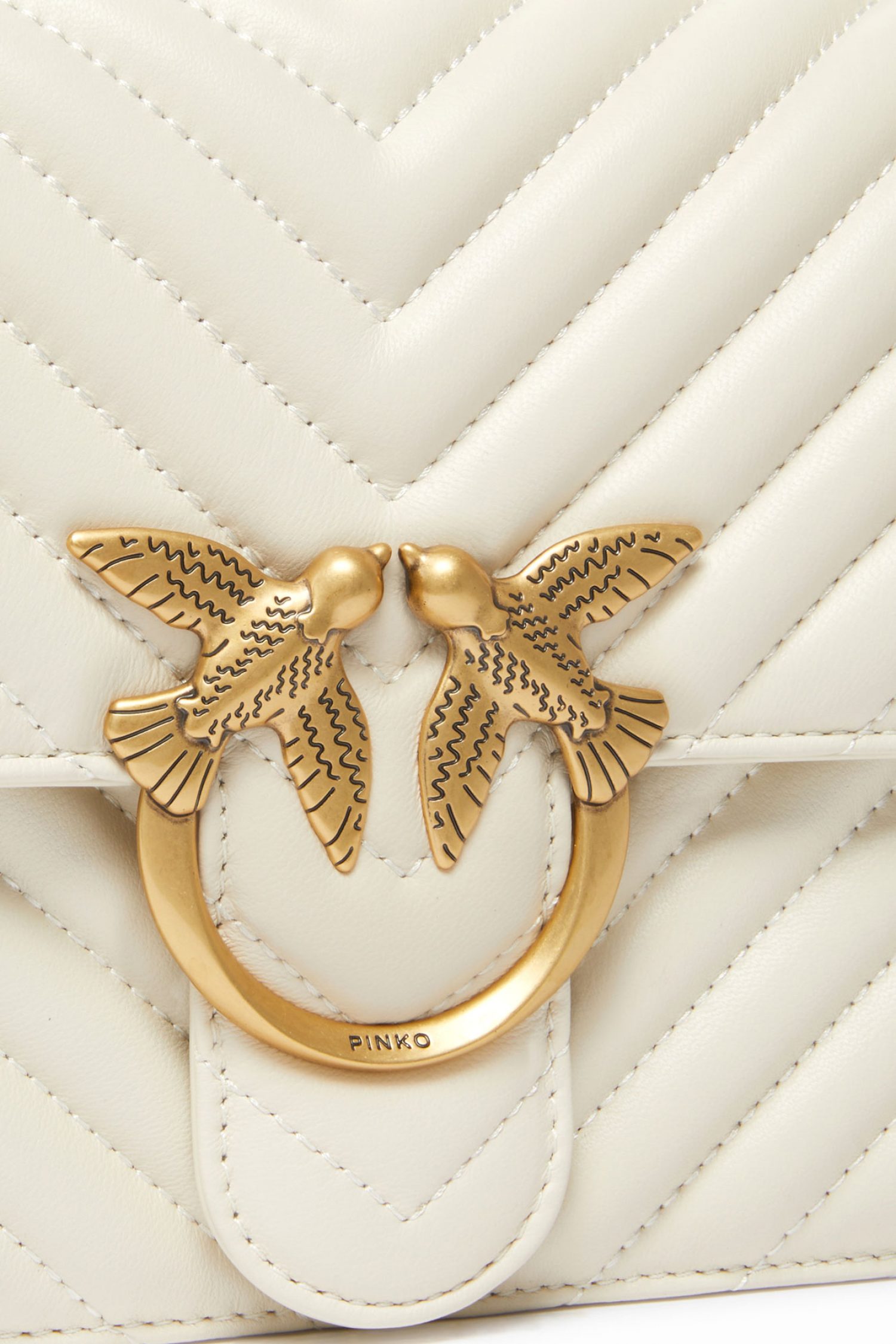 PINKO ΤΣΑΝΤΑ LOVE ONE CLASSIC DC SHEEP NAPPA CHEVRON ΛΕΥΚΟ-ANTIQUE GOLD φωτογραφία