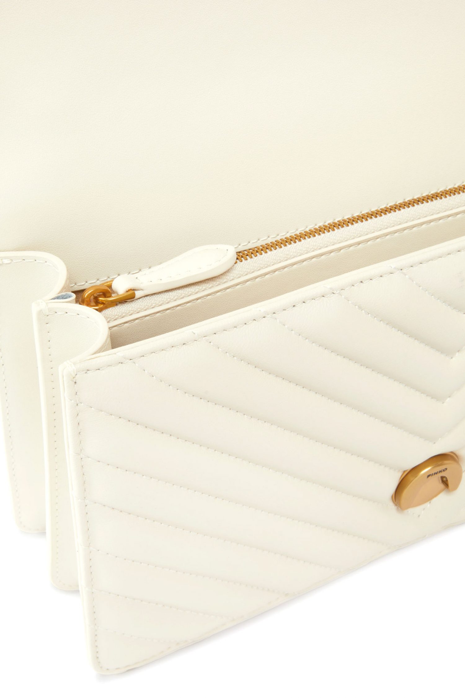 PINKO ΤΣΑΝΤΑ LOVE ONE CLASSIC DC SHEEP NAPPA CHEVRON ΛΕΥΚΟ-ANTIQUE GOLD φωτογραφία