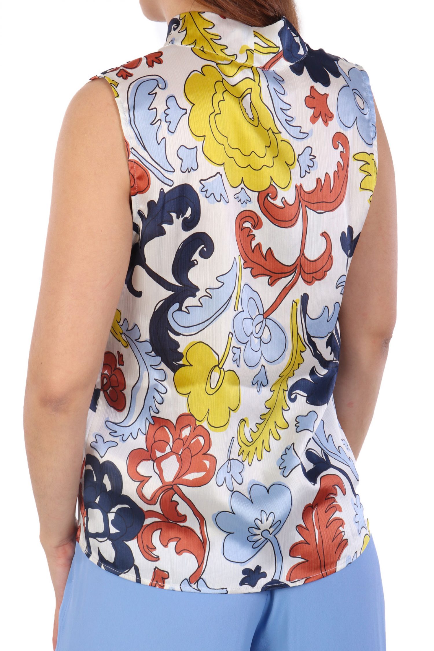 MARELLA EMME ΜΠΛΟΥΖΑ ΤΟΠ NOGAL ΑΜΑΝΙΚΟ ΣΑΤΕΝ ΕΜΠΡΙΜΕ ΛΕΥΚΟ-ΚΕΡΑΜΙΔΙ-ΜΠΛΕ