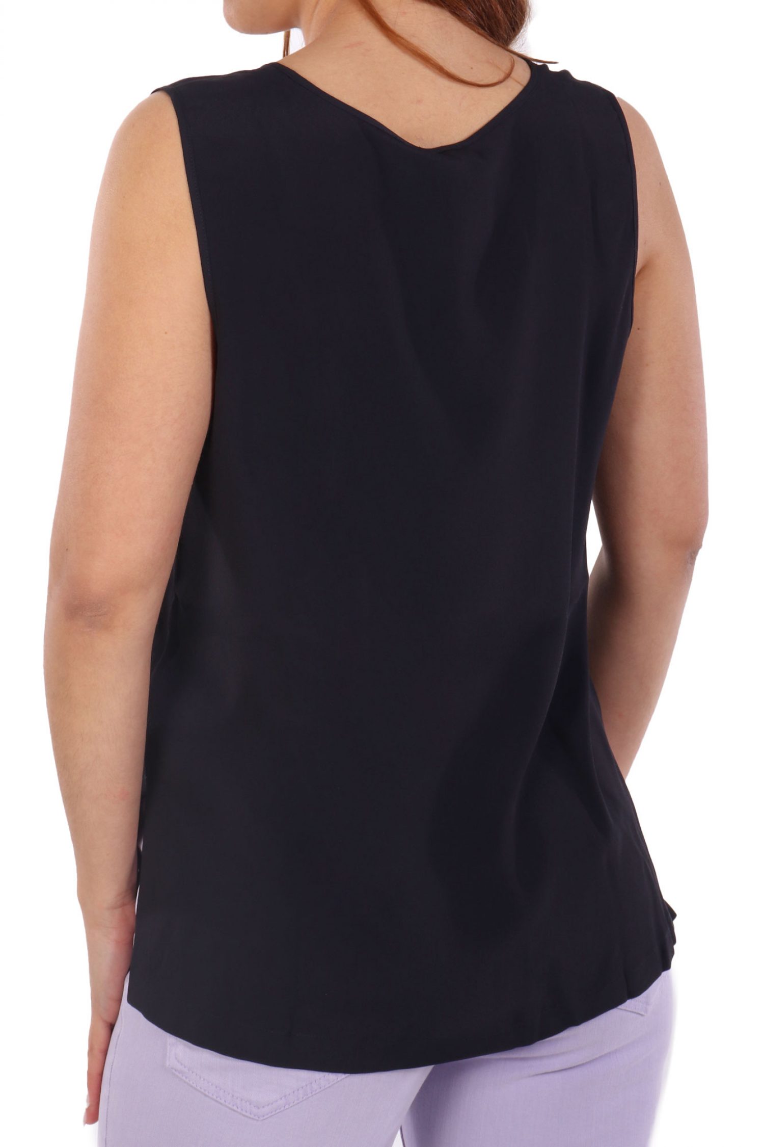 MARELLA EMME ΜΠΛΟΥΖΑ ΤΟΠ GINNICO V-NECK ΜΕΤΑΞΙ ΜΑΥΡΟ