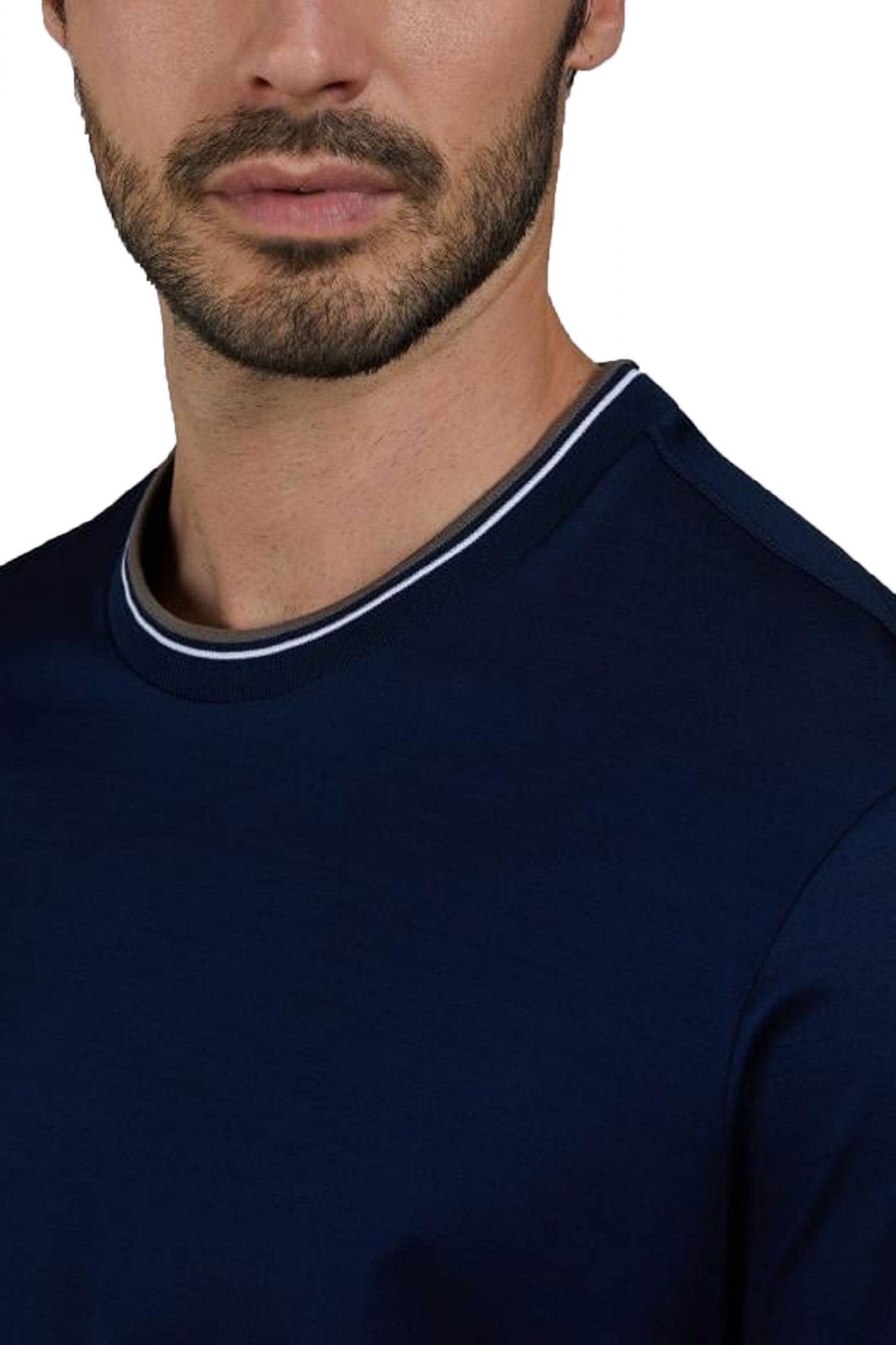 PAUL&SHARK T-SHIRT CREW NECK ΡΙΓΕ ΓΙΑΚΑ ΜΠΛΕ