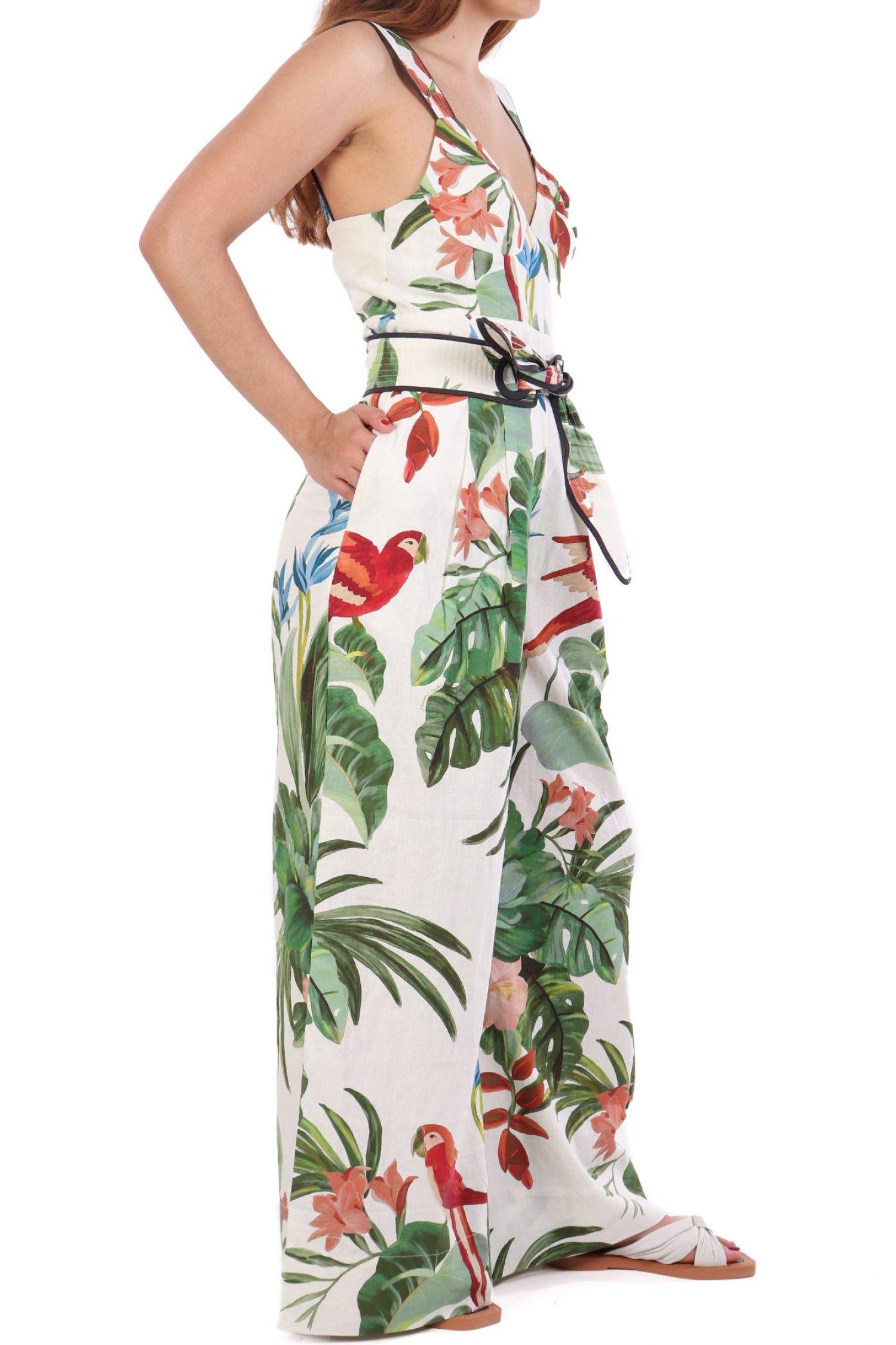 FARM RIO ΟΛΟΣΩΜΗ ΦΟΡΜΑ MIDNIGHT MACAW FIESTA MIX FLORAL ΖΩΝΗ ΛΕΥΚΟ-ΠΡΑΣΙΝΟ