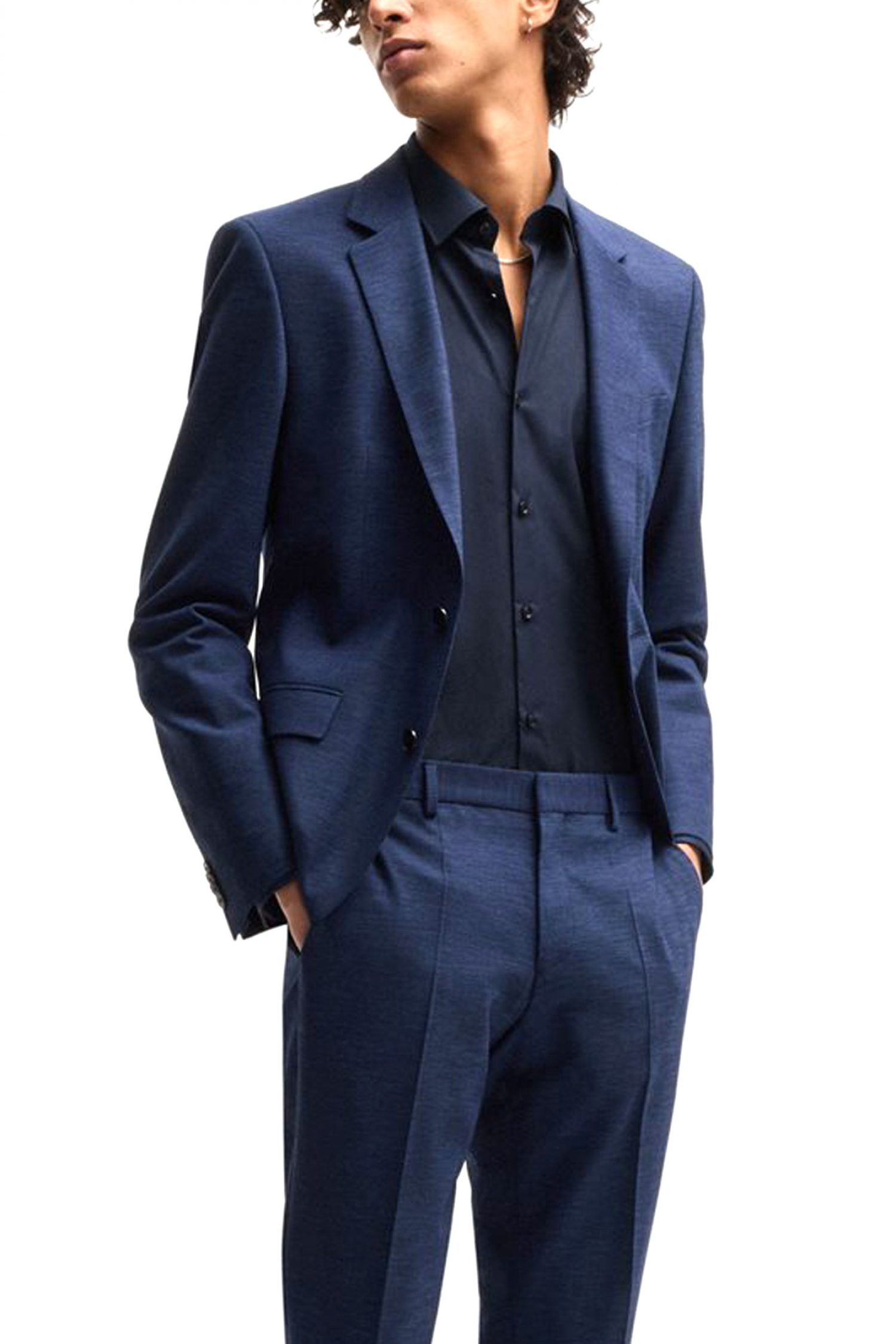 HUGO ΠΟΥΚΑΜΙΣΟ SLIM FIT EASY IRON C-JENNO ΜΠΛΕ