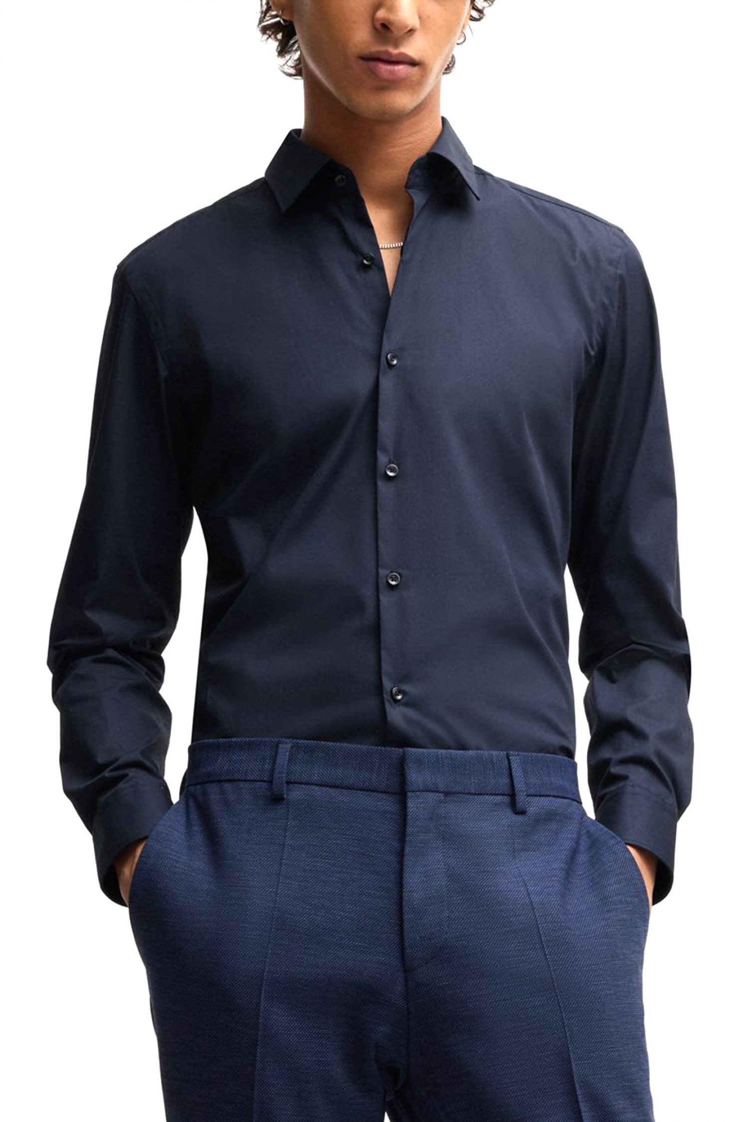 HUGO ΠΟΥΚΑΜΙΣΟ SLIM FIT EASY IRON C-JENNO ΜΠΛΕ