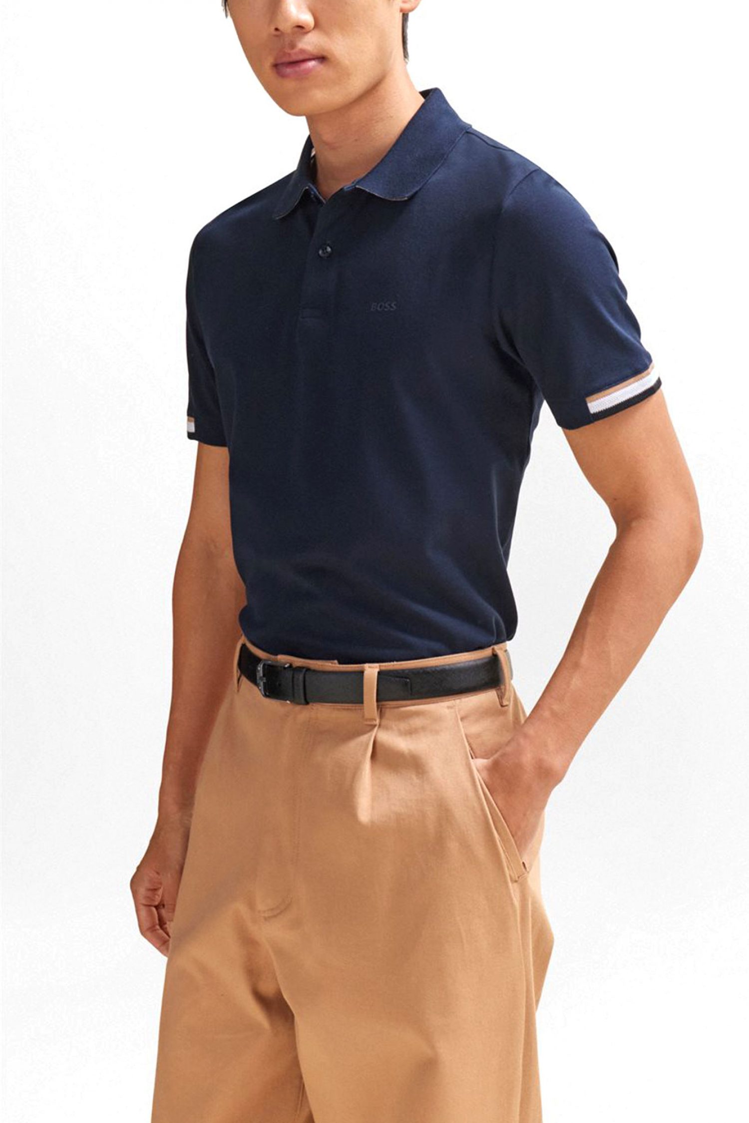 BOSS POLO PARLAY 147 MERCERISED ΜΠΛΕ φωτογραφία