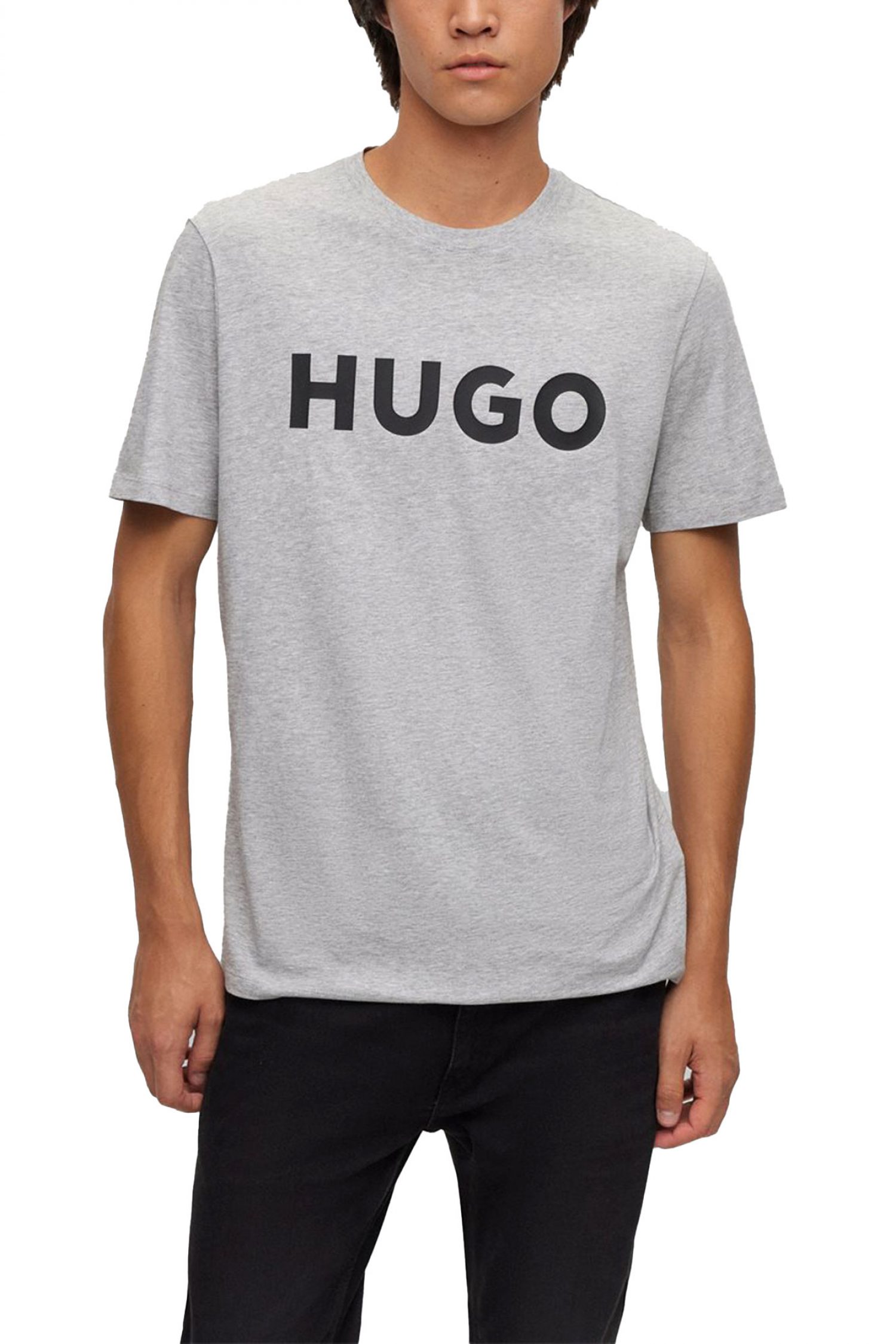 HUGO T-SHIRT DULIVIO LOGO ΓΚΡΙ