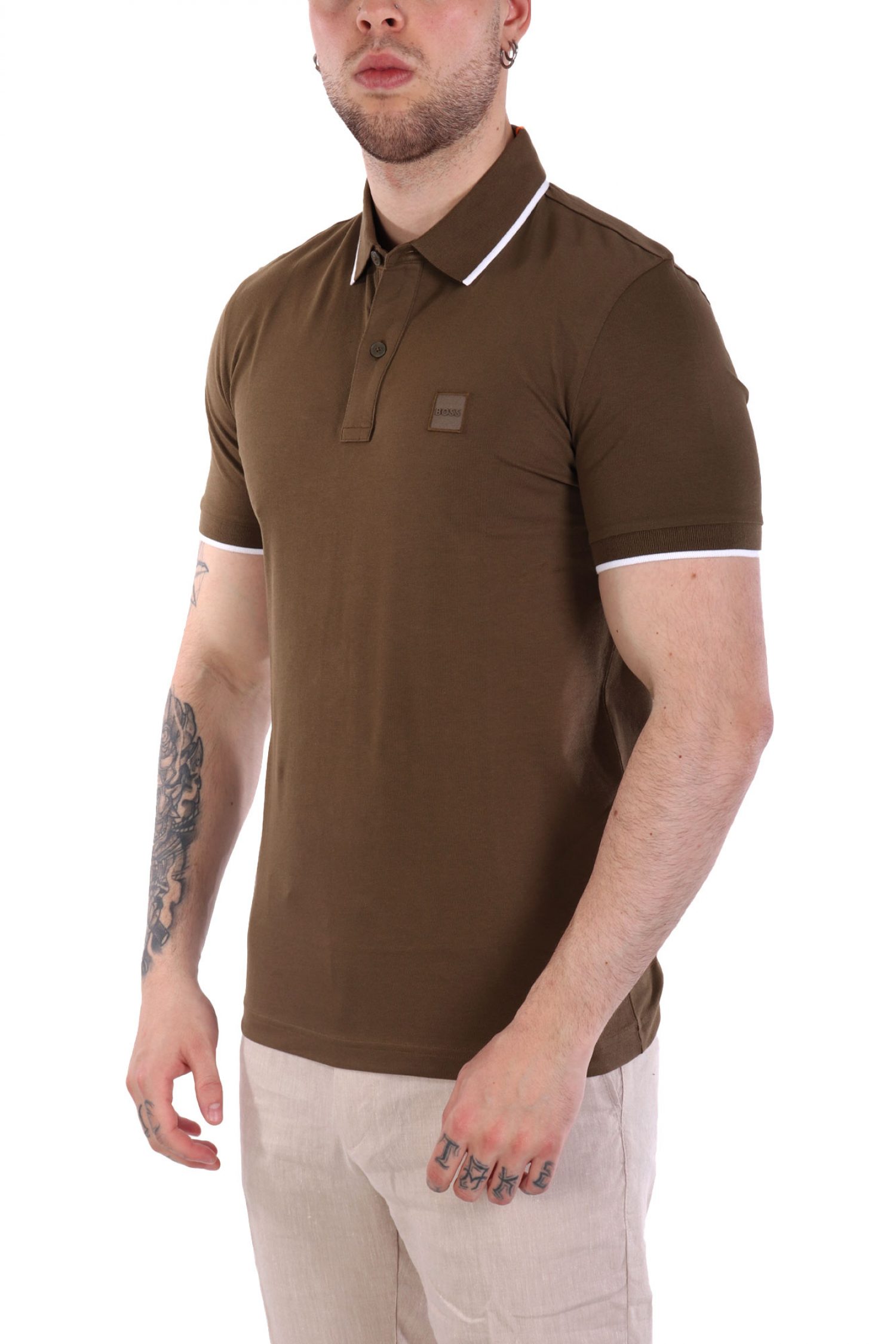 BOSS CASUAL ΚΟΝΤΟΜΑΝΙΚΟ POLO SLIM FIT PASSERTIP ΛΑΔΙ