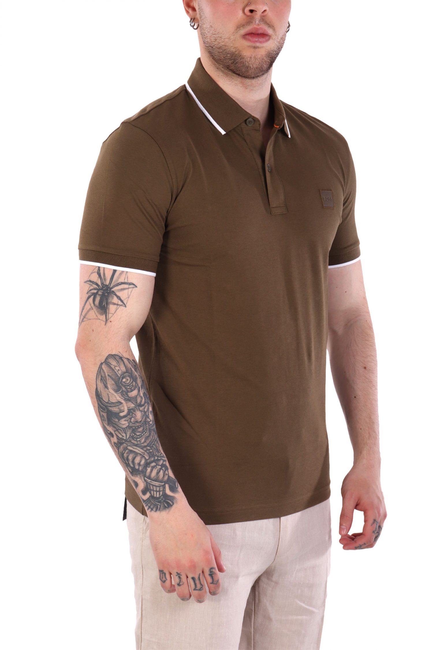 BOSS CASUAL ΚΟΝΤΟΜΑΝΙΚΟ POLO SLIM FIT PASSERTIP ΛΑΔΙ