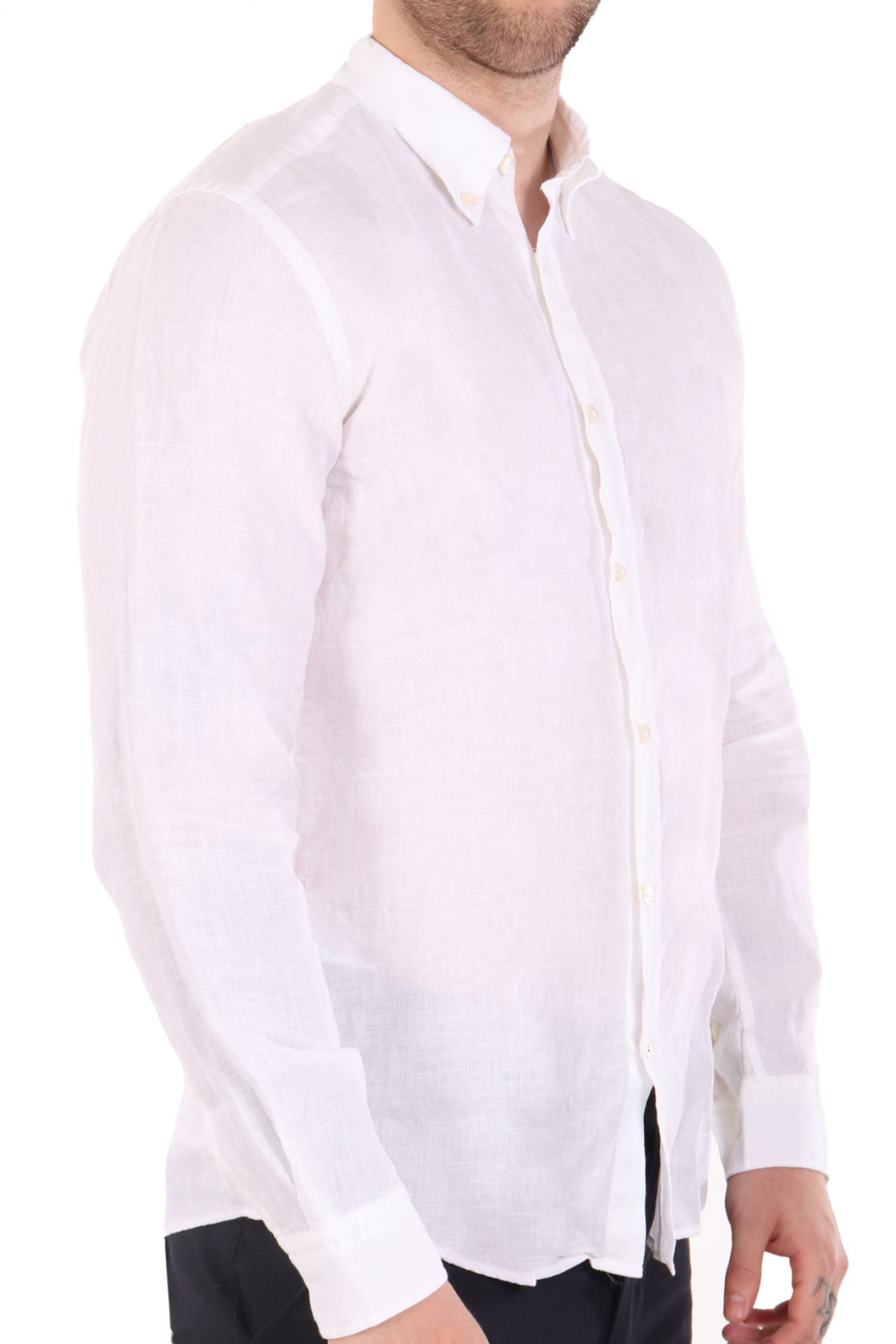 BOSS ΠΟΥΚΑΜΙΣΟ BUTTON DOWN ΛΙΝΟ SLIM FIT H-ROAN-BD-E-C1-243 ΛΕΥΚΟ