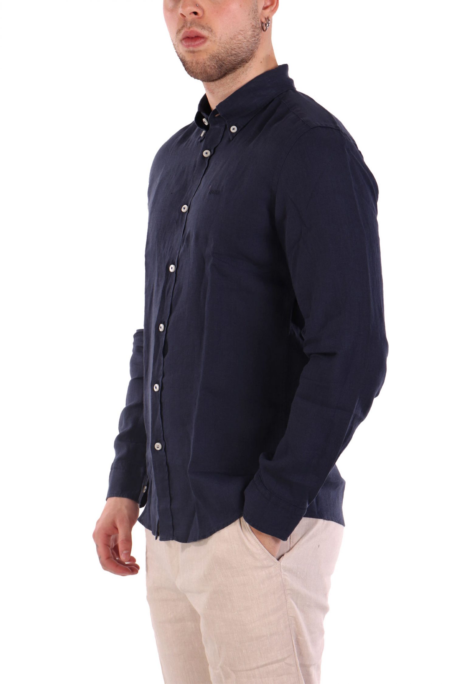 BOSS ΠΟΥΚΑΜΙΣΟ BUTTON DOWN ΛΙΝΟ SLIM FIT H-ROAN-BD-E-C1-243 ΜΠΛΕ