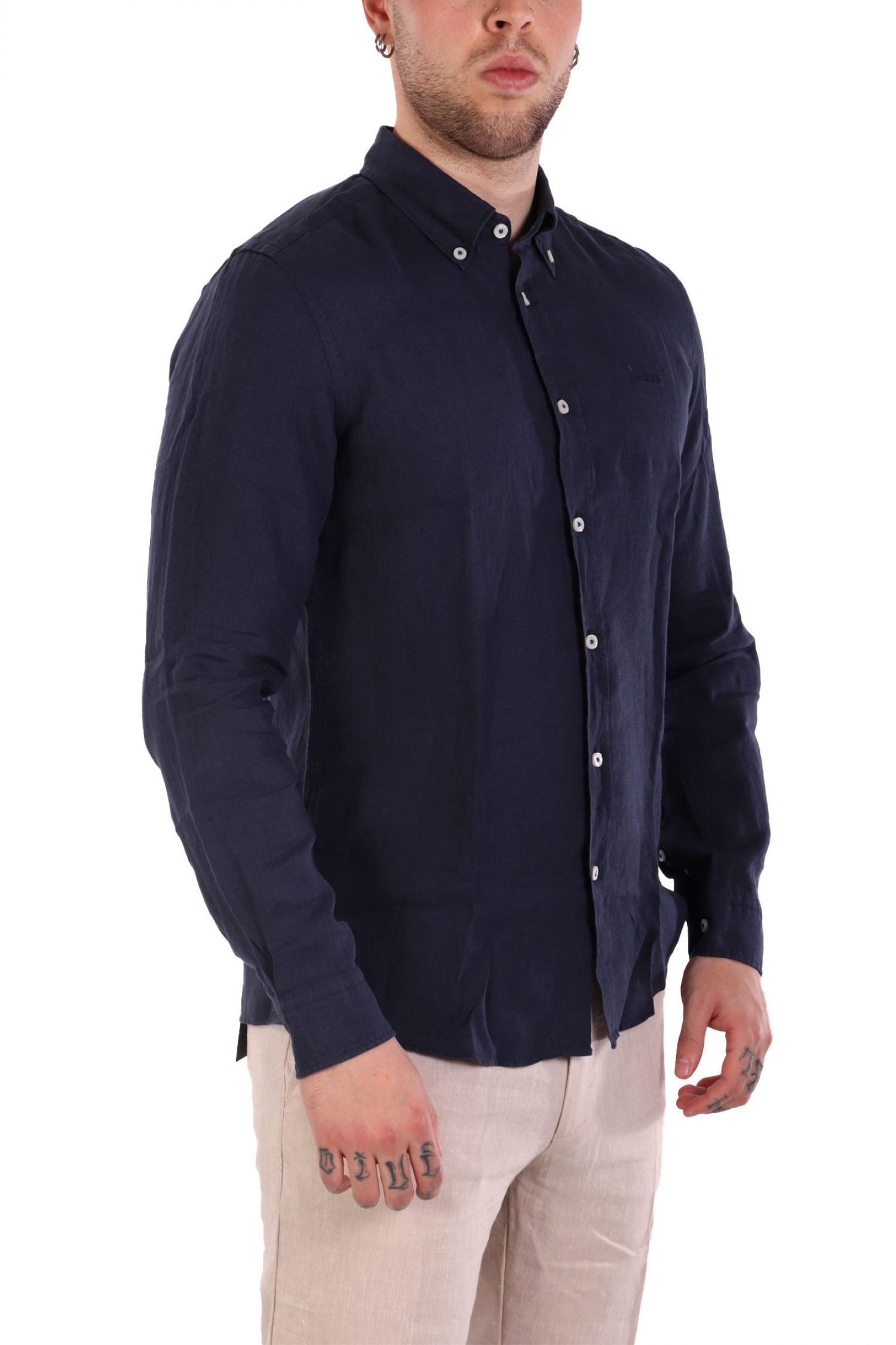 BOSS ΠΟΥΚΑΜΙΣΟ BUTTON DOWN ΛΙΝΟ SLIM FIT H-ROAN-BD-E-C1-243 ΜΠΛΕ