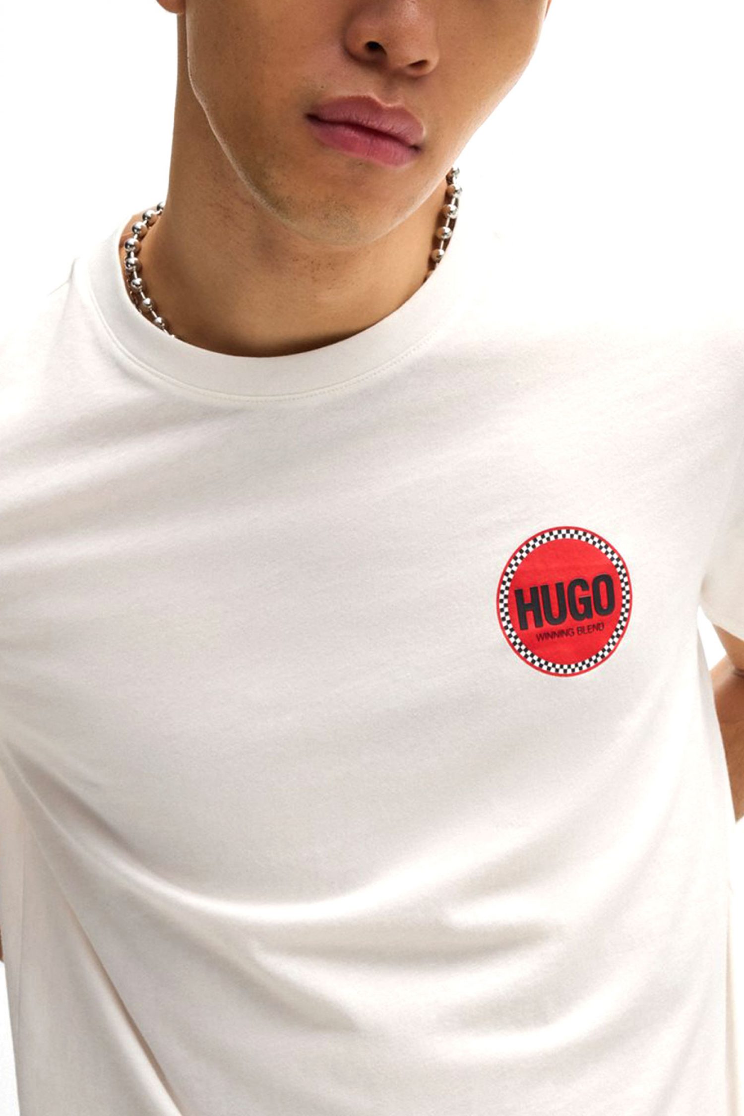 HUGO T-SHIRT DANETCHORB REGULAR FIT LOGO ΛΕΥΚΟ φωτογραφία