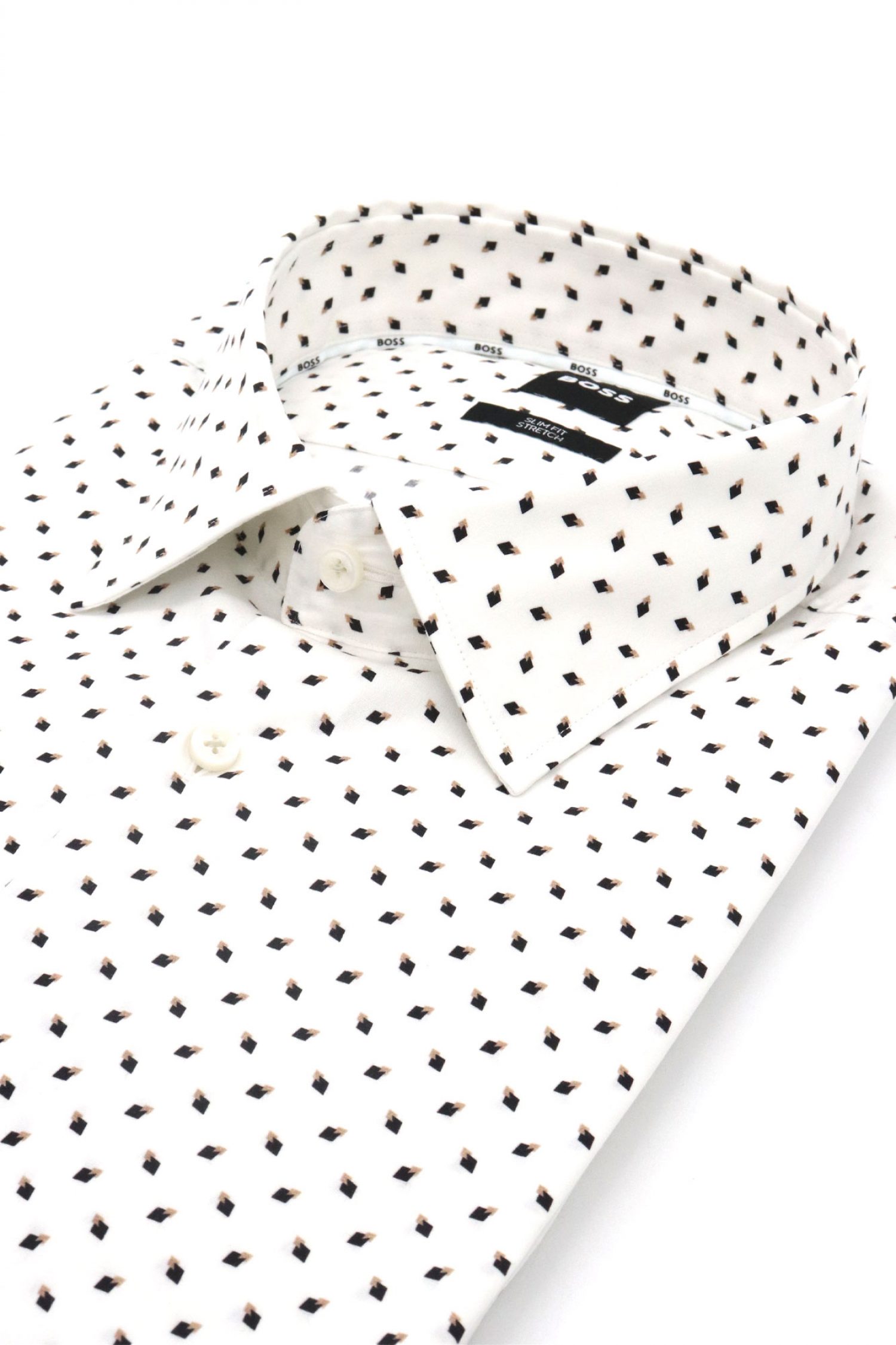 BOSS ΠΟΥΚΑΜΙΣΟ ΜΙΚΡΟΣΧΕΔΙΟ SLIM FIT H-HANK-KENT-C1-214 ΑΝΟΙΧΤΟ ΜΠΕΖ