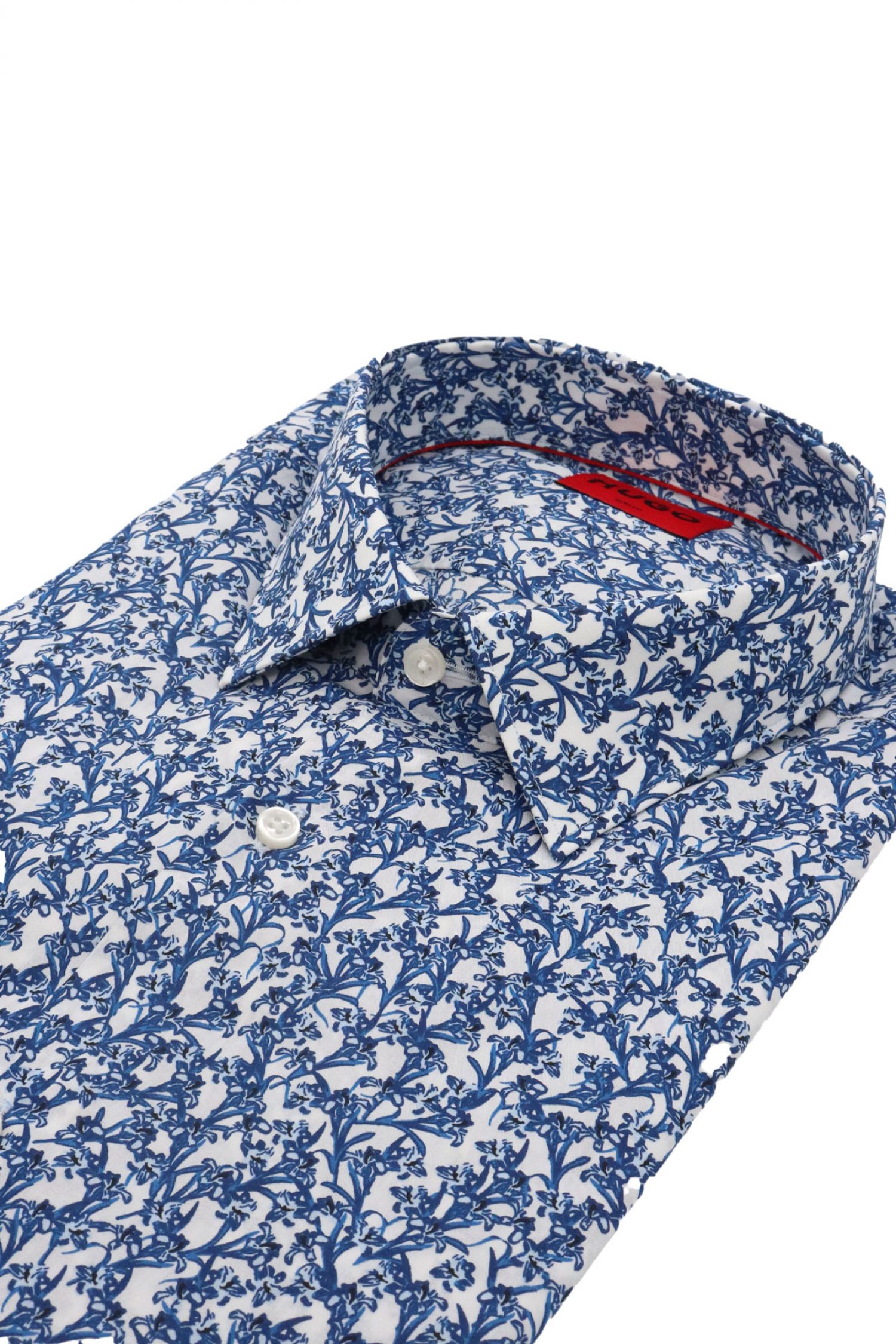 HUGO ΠΟΥΚΑΜΙΣΟ KΕΝΝΟ SLIM FIT ΜΙΚΡΟΣΧΕΔΙΟ ΛΕΥΚΟ-ΜΠΛΕ