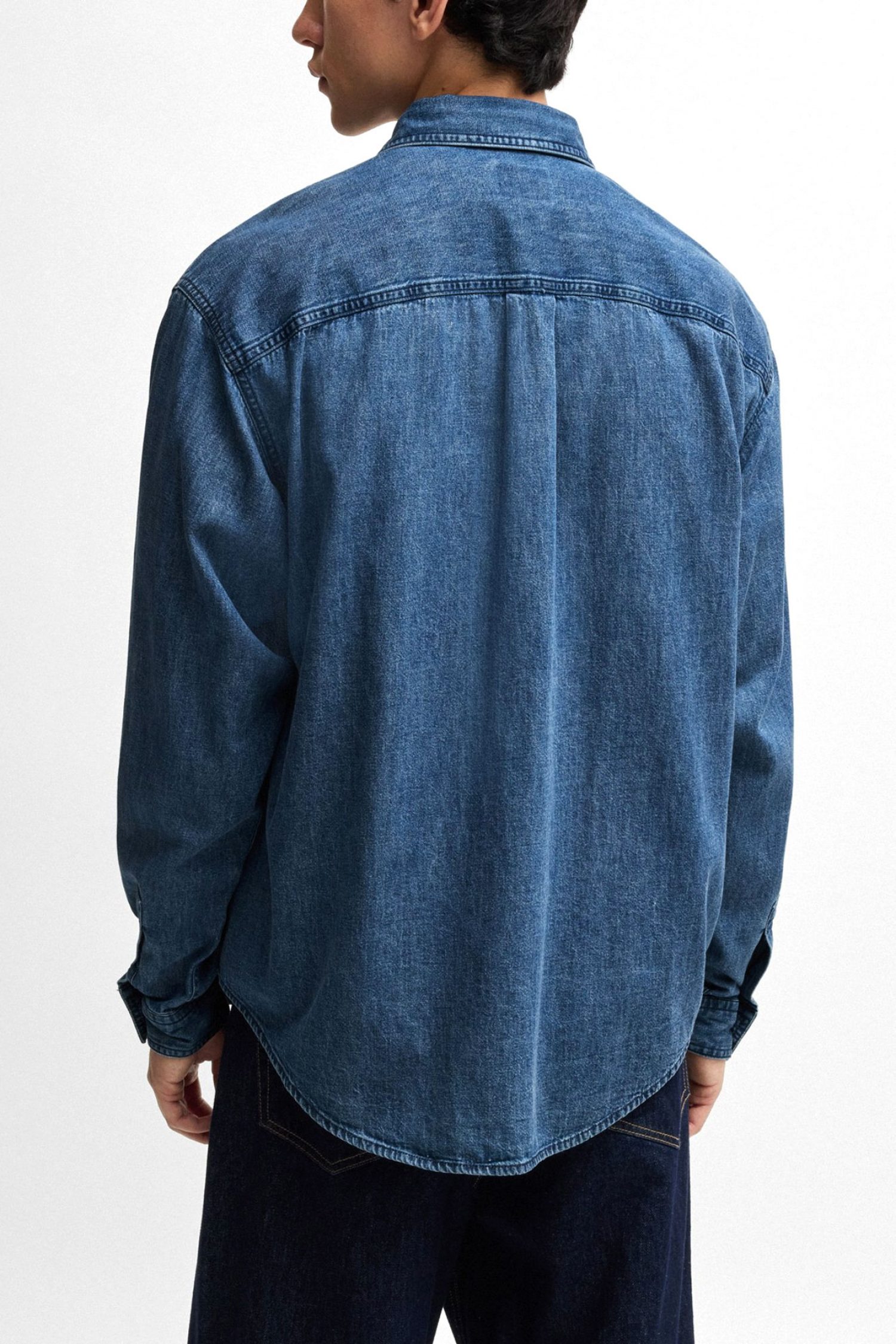 HUGO BLUE ΠΟΥΚΑΜΙΣΟ JEANS EBINO ΜΠΛΕ