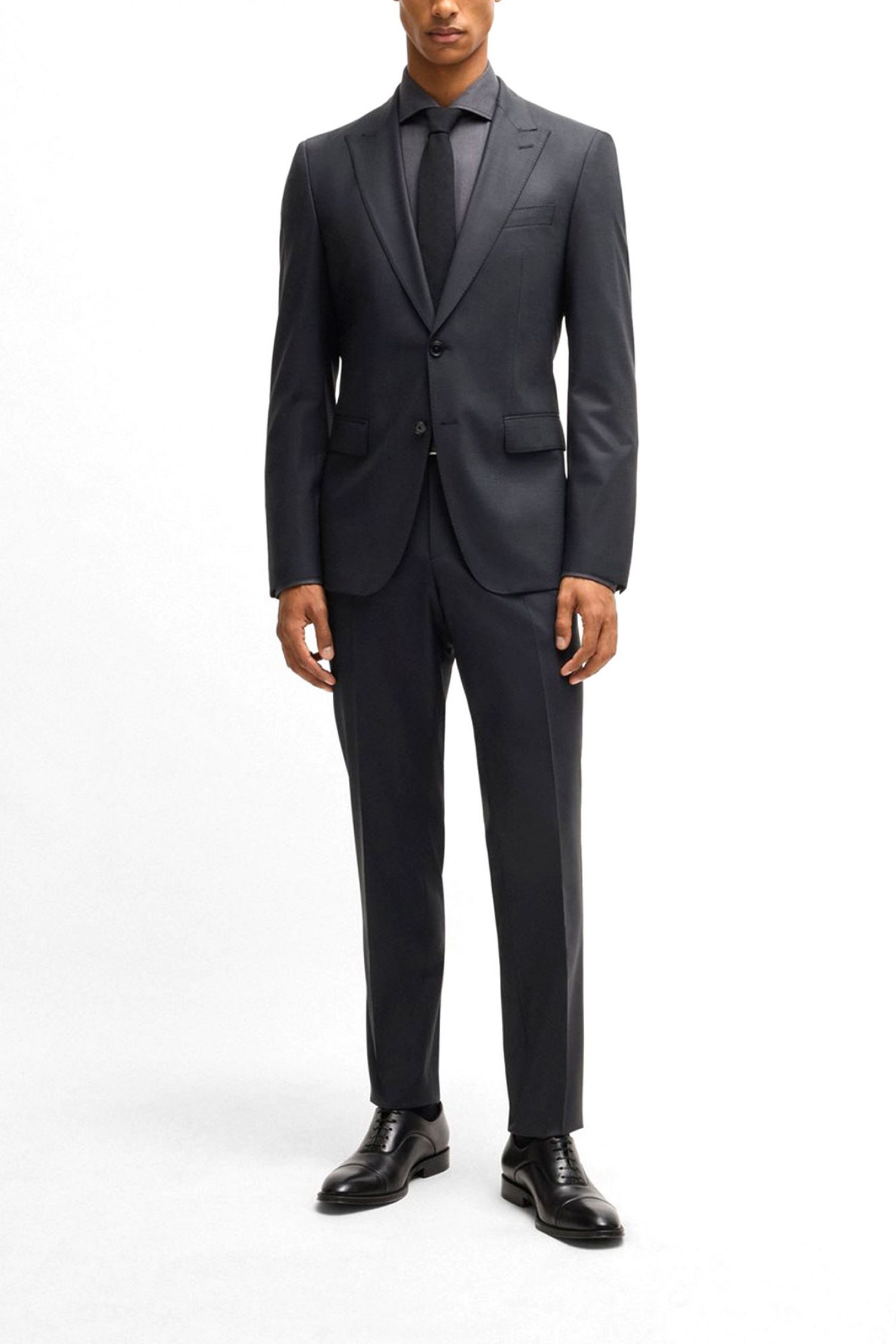 BOSS ΚΟΣΤΟΥΜΙ SLIM FIT H-HUGE-2PCS-PEAK-242 ΜΑΥΡΟ