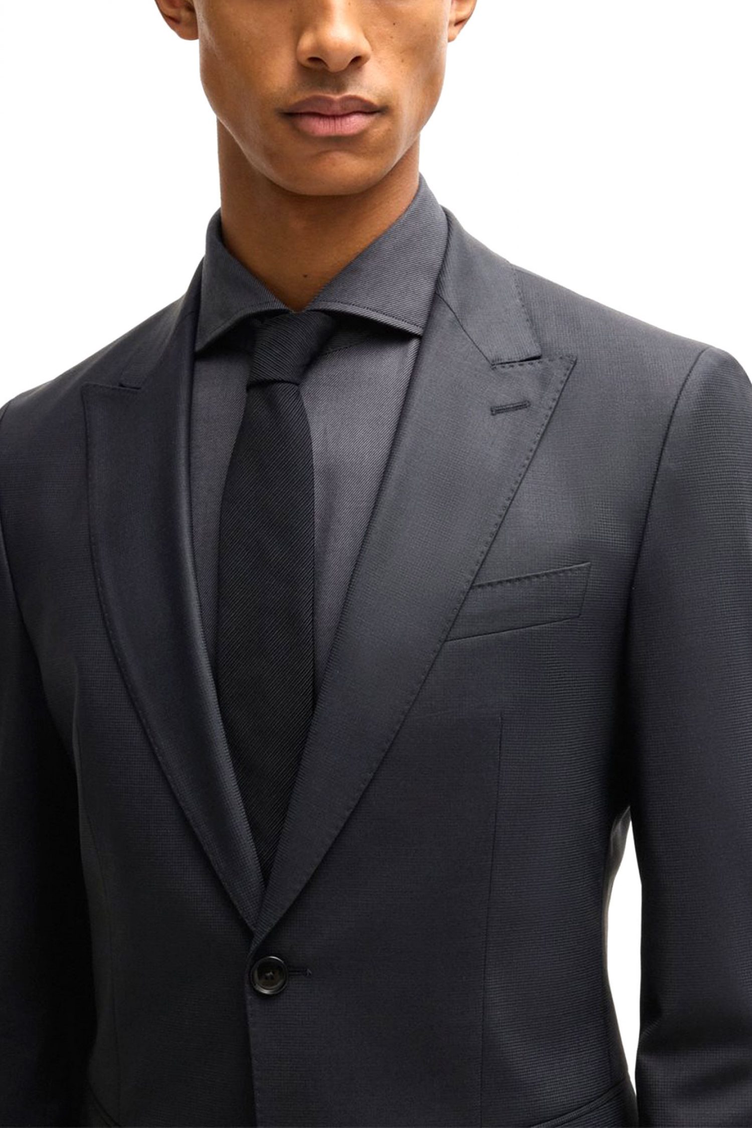 BOSS ΚΟΣΤΟΥΜΙ SLIM FIT H-HUGE-2PCS-PEAK-242 ΜΑΥΡΟ