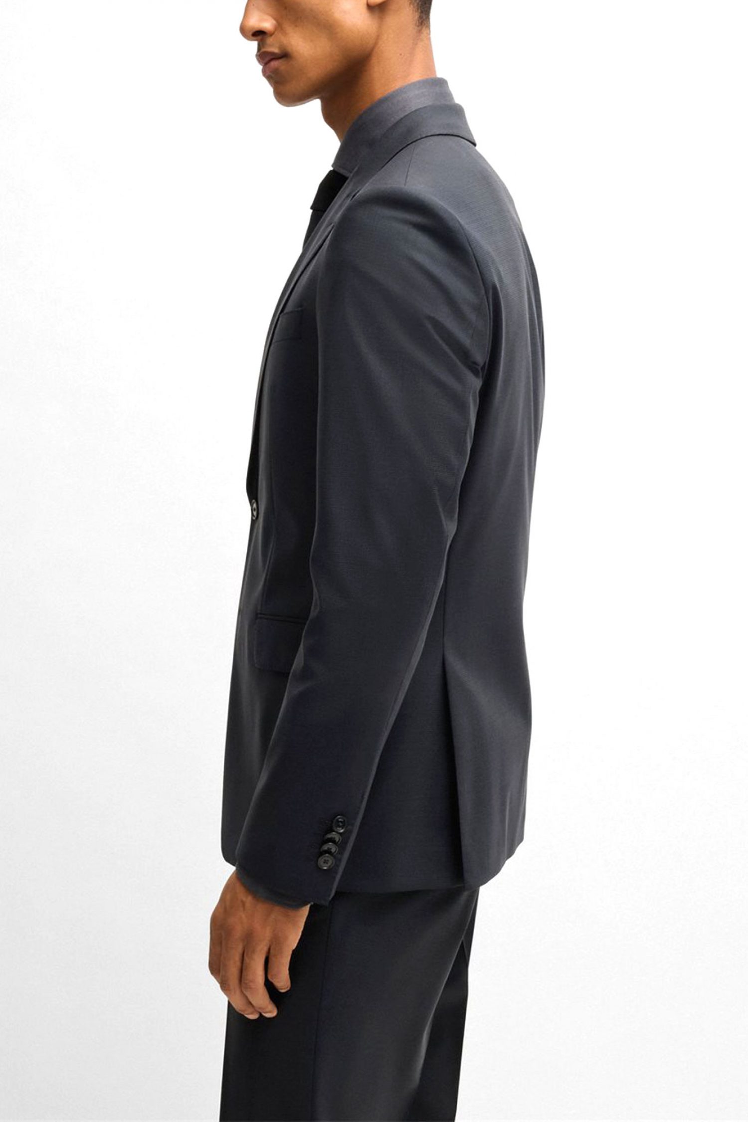 BOSS ΚΟΣΤΟΥΜΙ SLIM FIT H-HUGE-2PCS-PEAK-242 ΜΑΥΡΟ