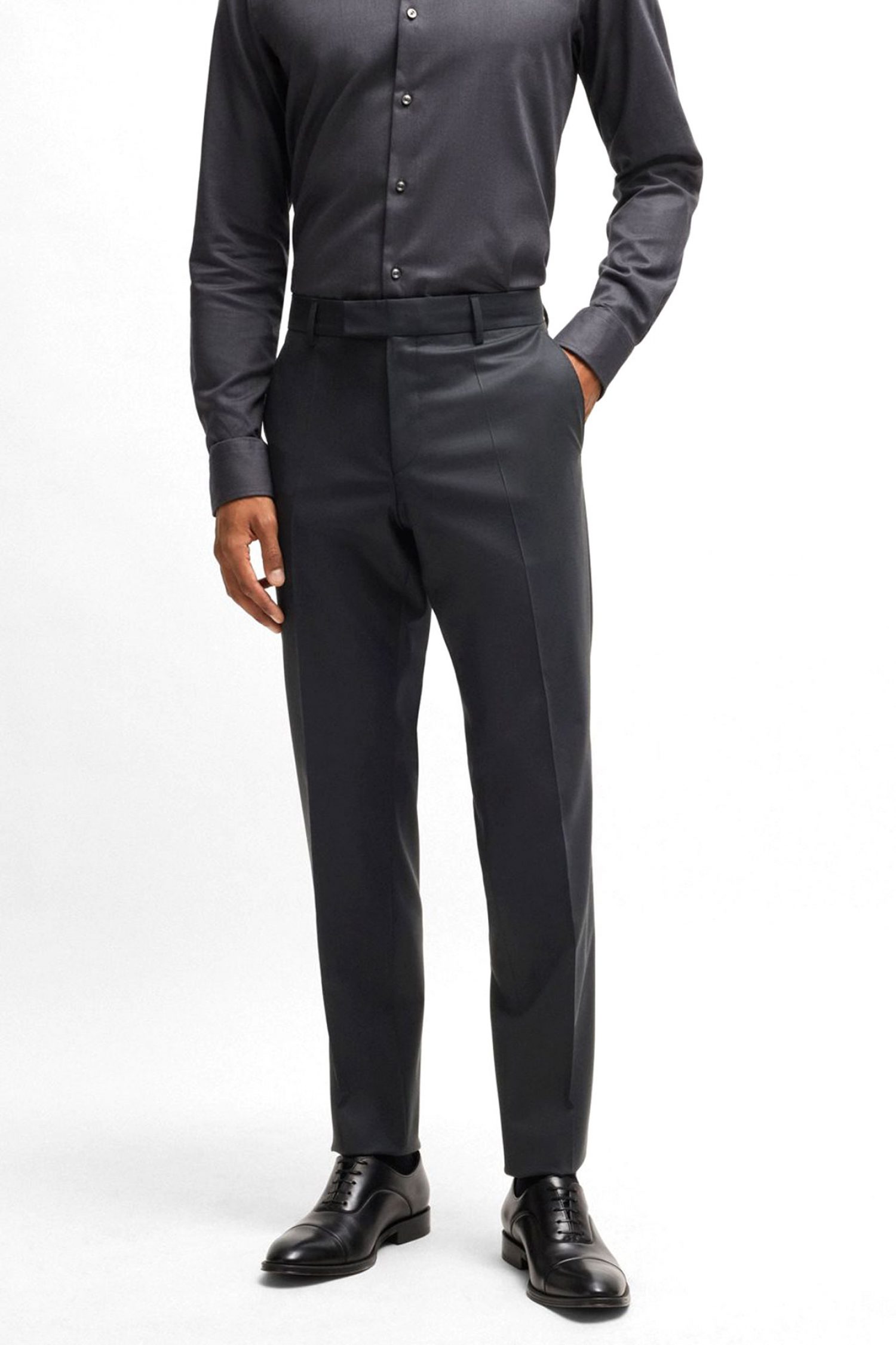 BOSS ΚΟΣΤΟΥΜΙ SLIM FIT H-HUGE-2PCS-PEAK-242 ΜΑΥΡΟ