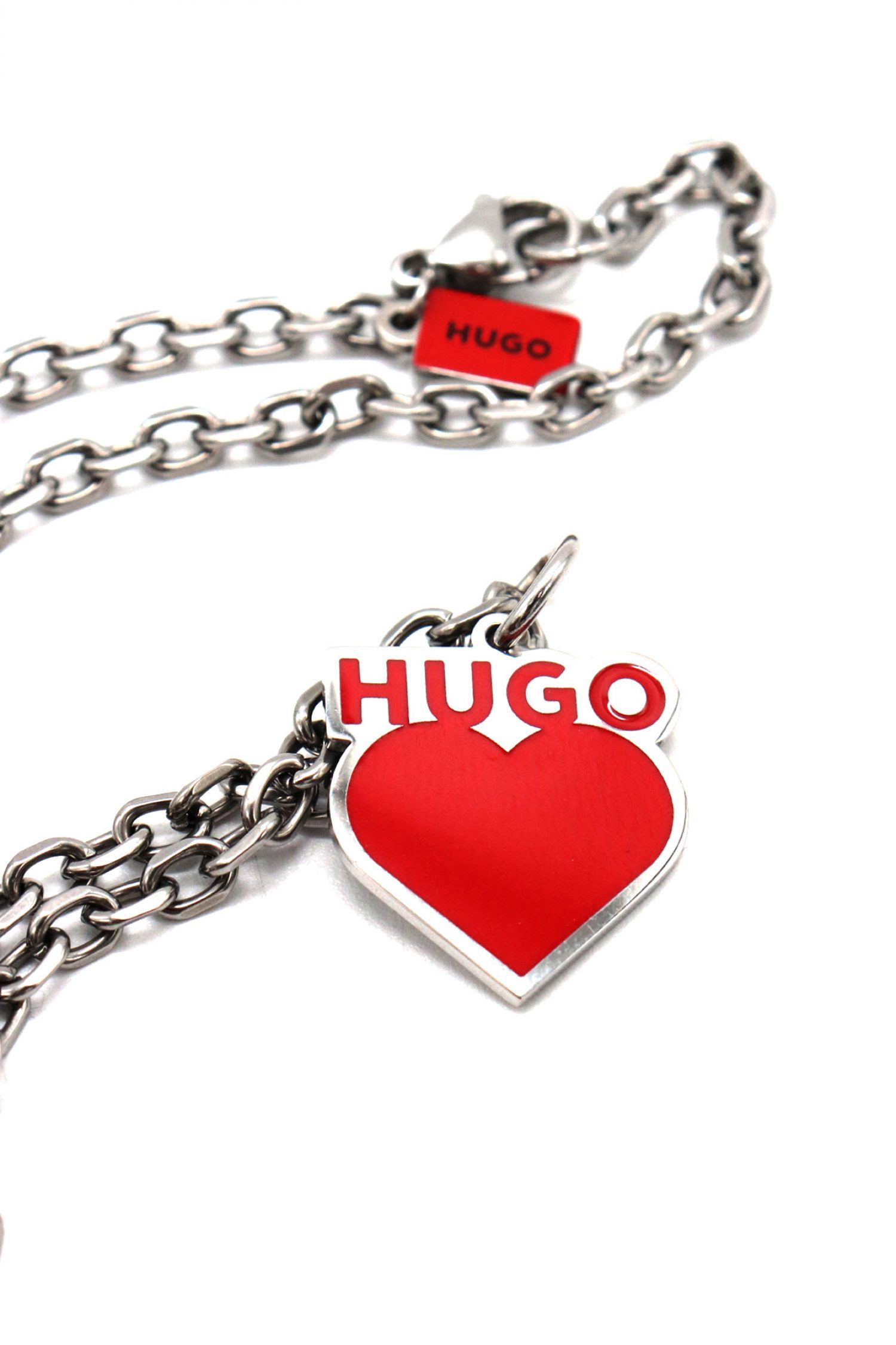 HUGO AΛΥΣΙΔΑ ΛAIMOY E-HEART-NEC ΚΟΚΚΙΝΟ-ΑΣΗΜΙ φωτογραφία